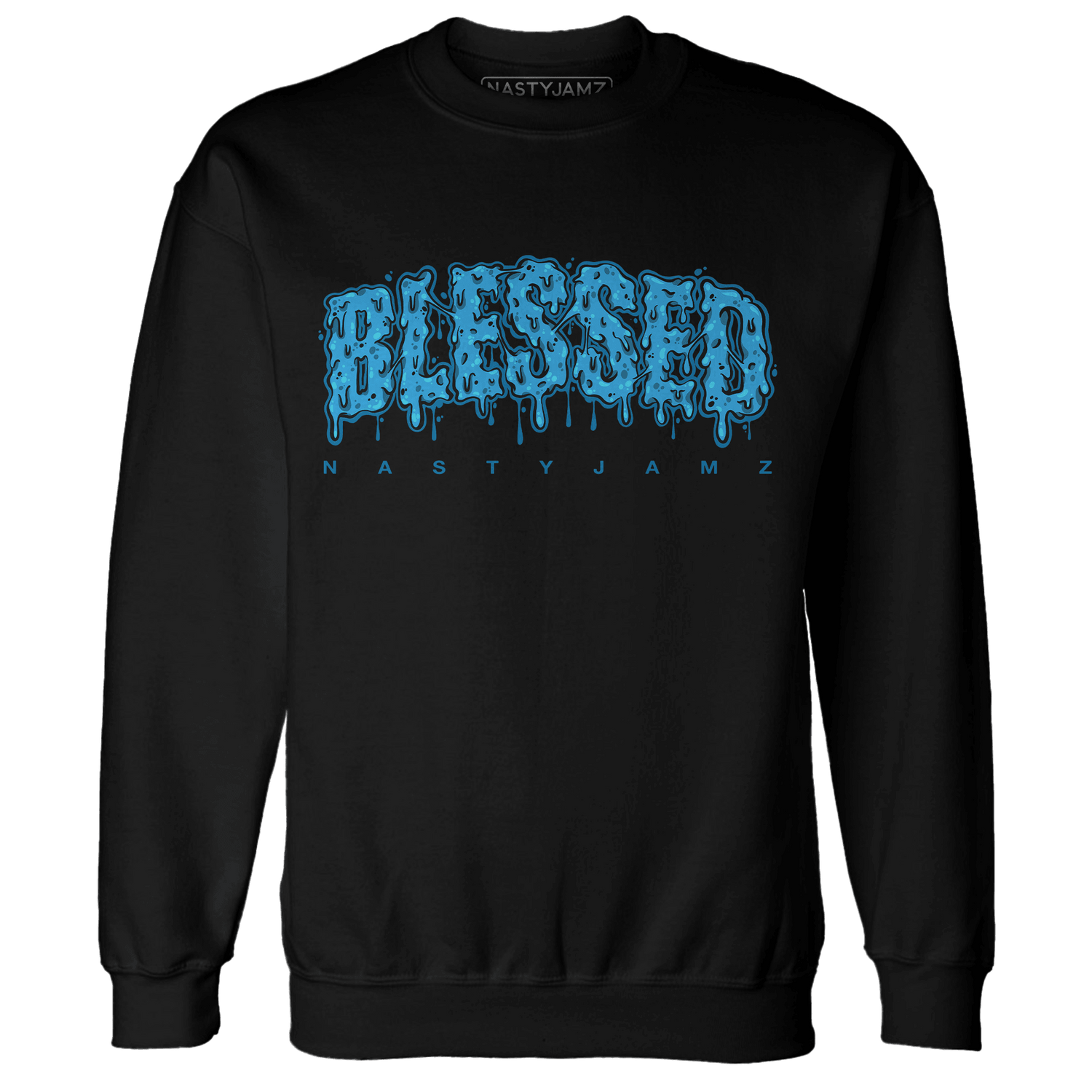 Powder Blue 9s Sweatshirt Match Blessed Text - NastyJamz