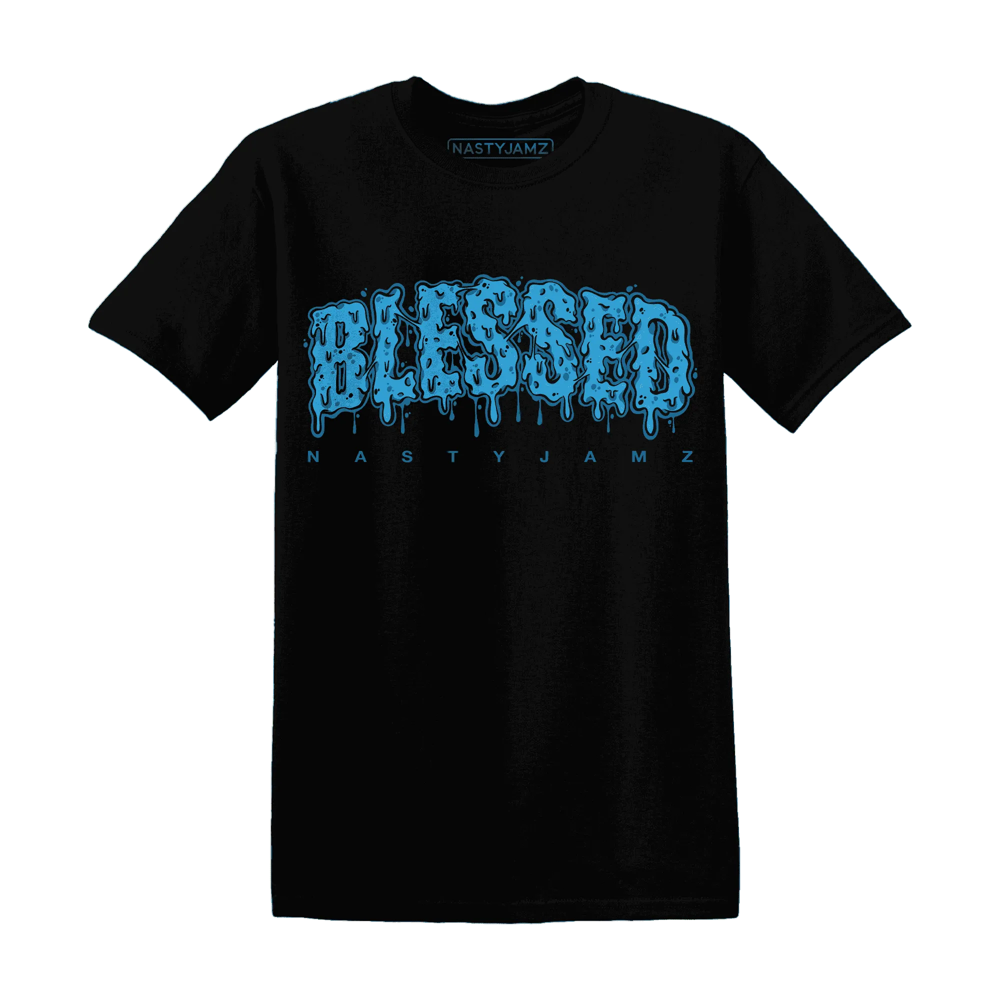 Powder-Blue-9s-T-Shirt-Match-Blessed-Text