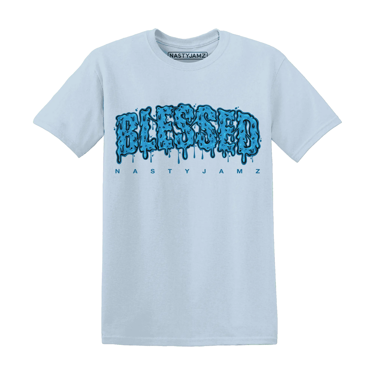Powder-Blue-9s-T-Shirt-Match-Blessed-Text