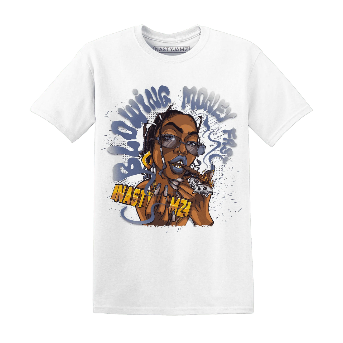 Low-Diffused-Blue-11s-T-Shirt-Match-Blowing-Money-Fast-Girl