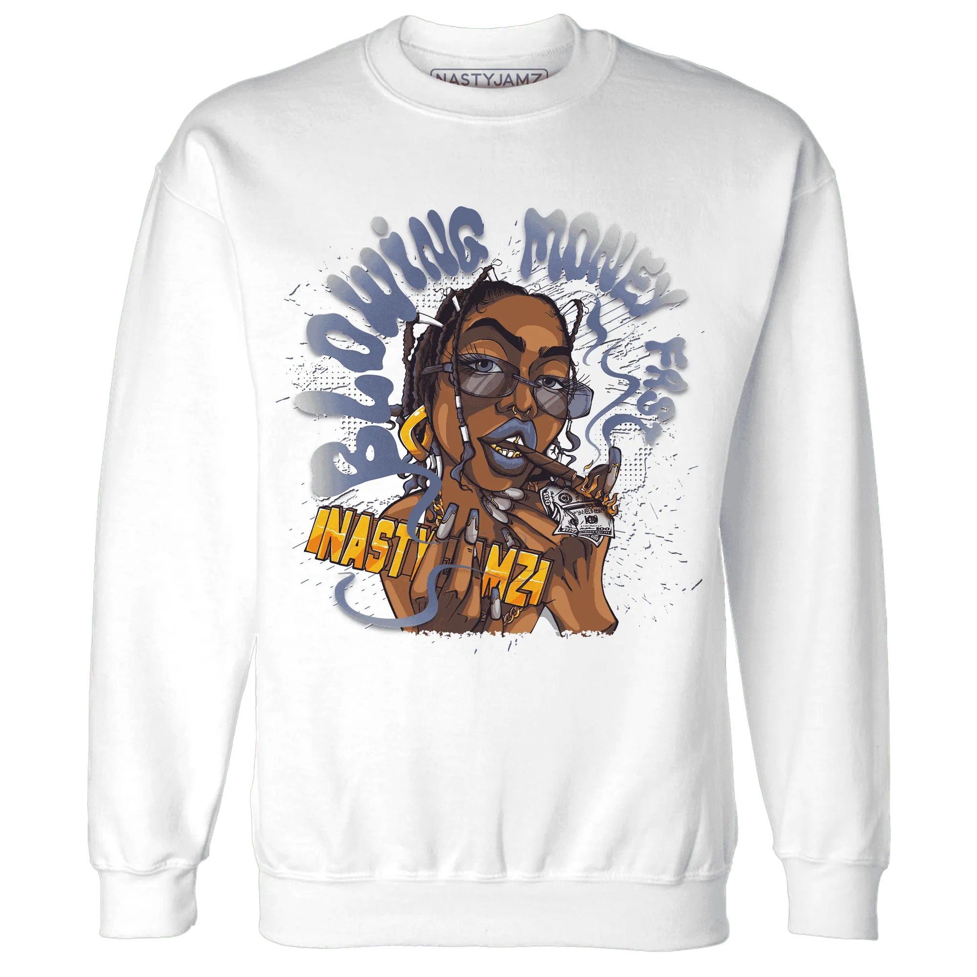 Low-Diffused-Blue-11s-Sweatshirt-Match-Blowing-Money-Fast-Girl