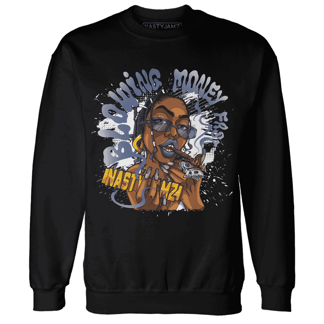 Low-Diffused-Blue-11s-Sweatshirt-Match-Blowing-Money-Fast-Girl