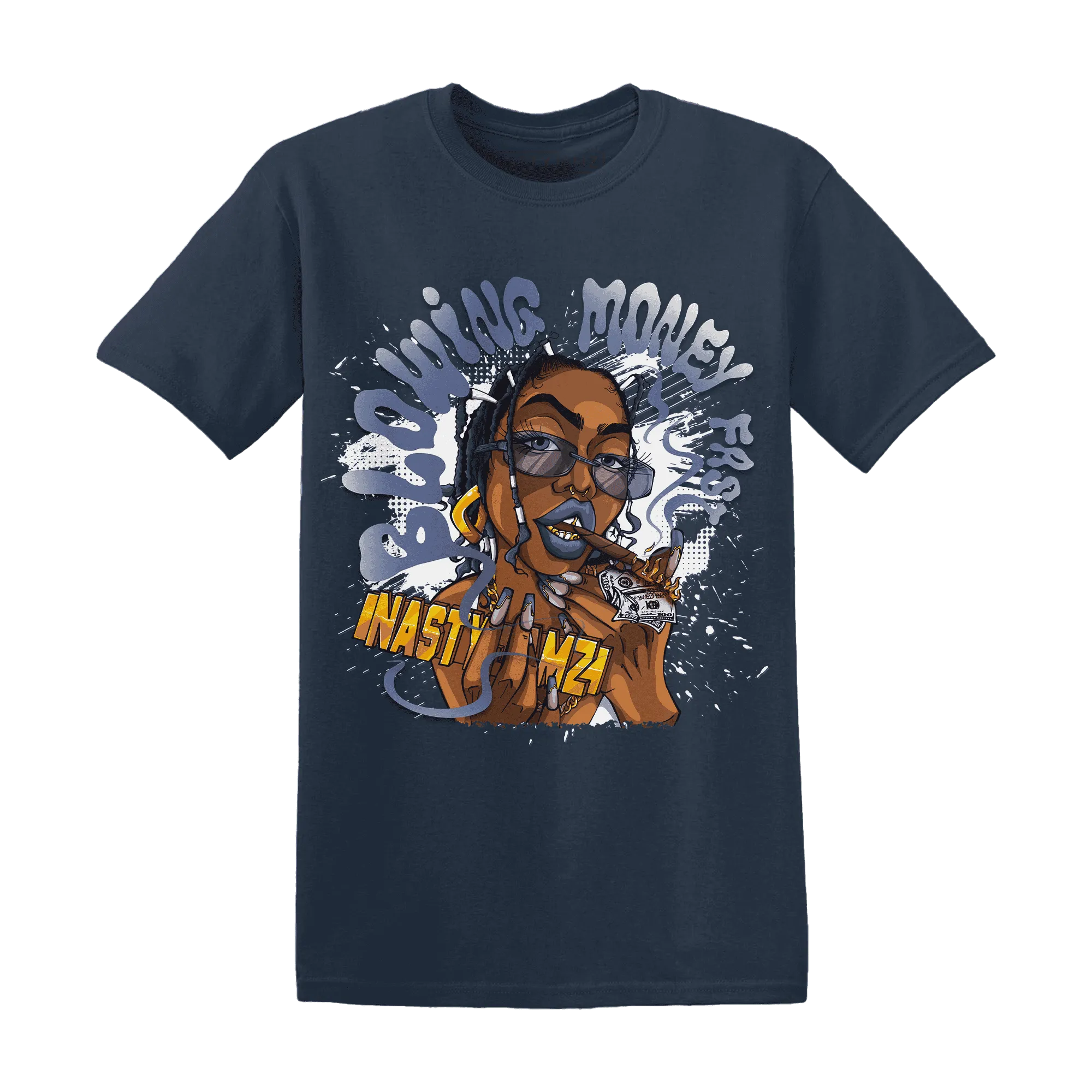 Low-Diffused-Blue-11s-T-Shirt-Match-Blowing-Money-Fast-Girl