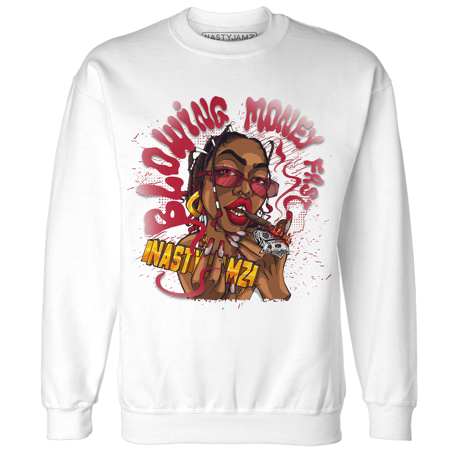 Retro Red Taxi 12s Sweatshirt Match Blowing Money Fast Girl - NastyJamz
