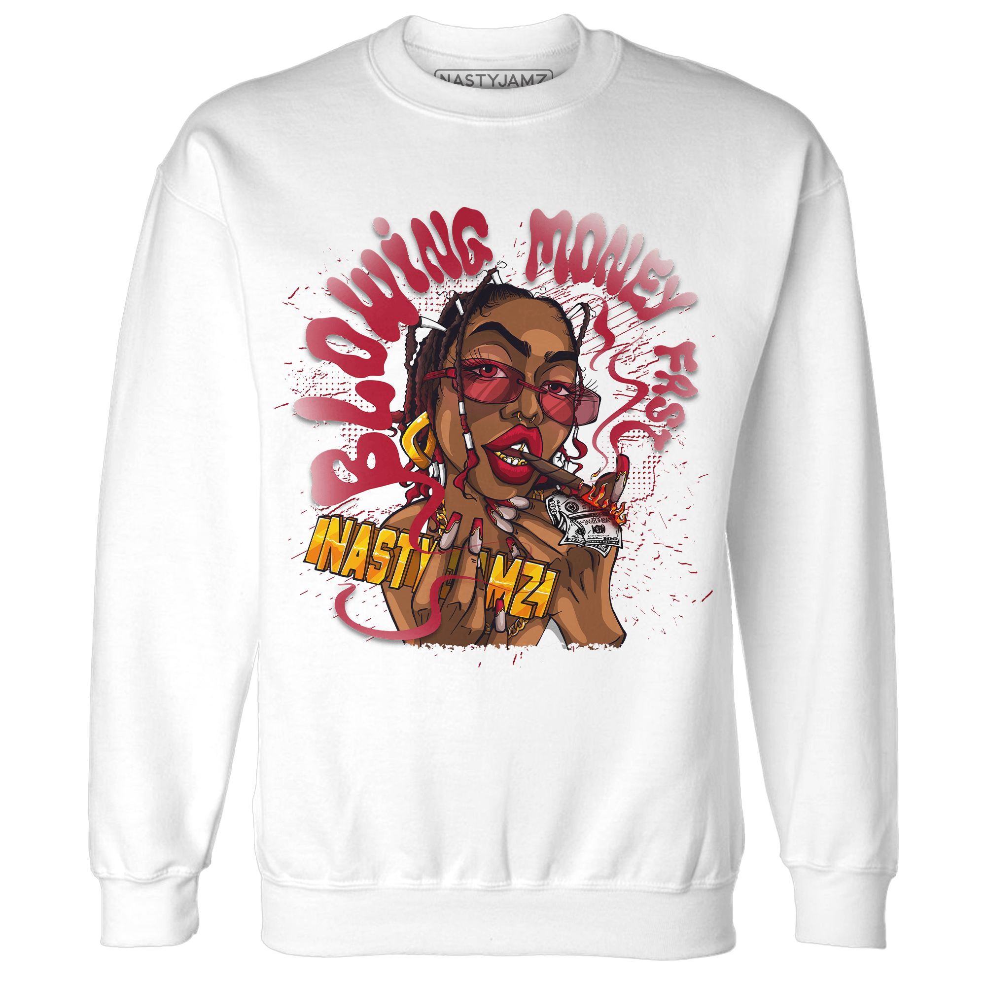 Retro Red Taxi 12s Sweatshirt Match Blowing Money Fast Girl - NastyJamz