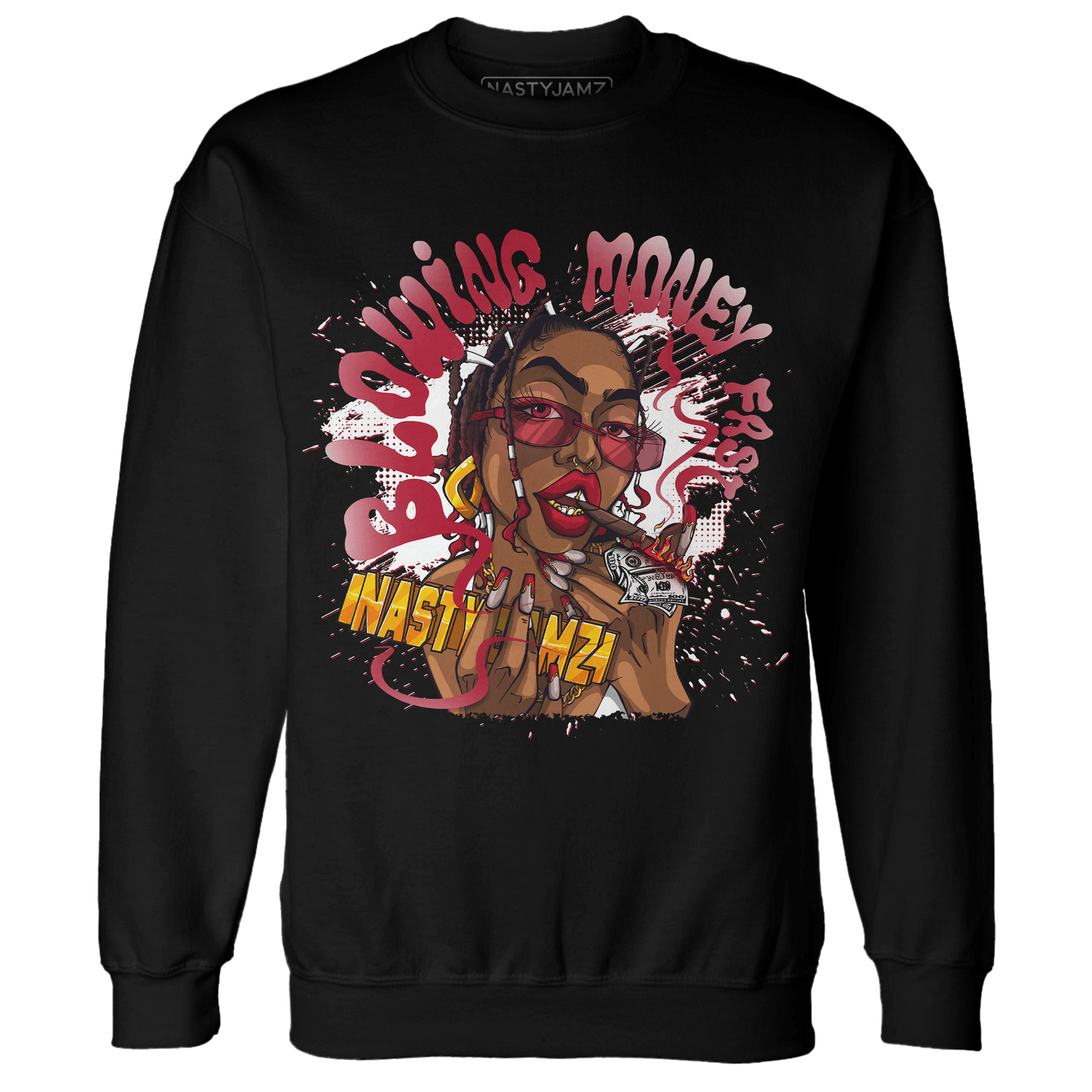 Retro Red Taxi 12s Sweatshirt Match Blowing Money Fast Girl - NastyJamz