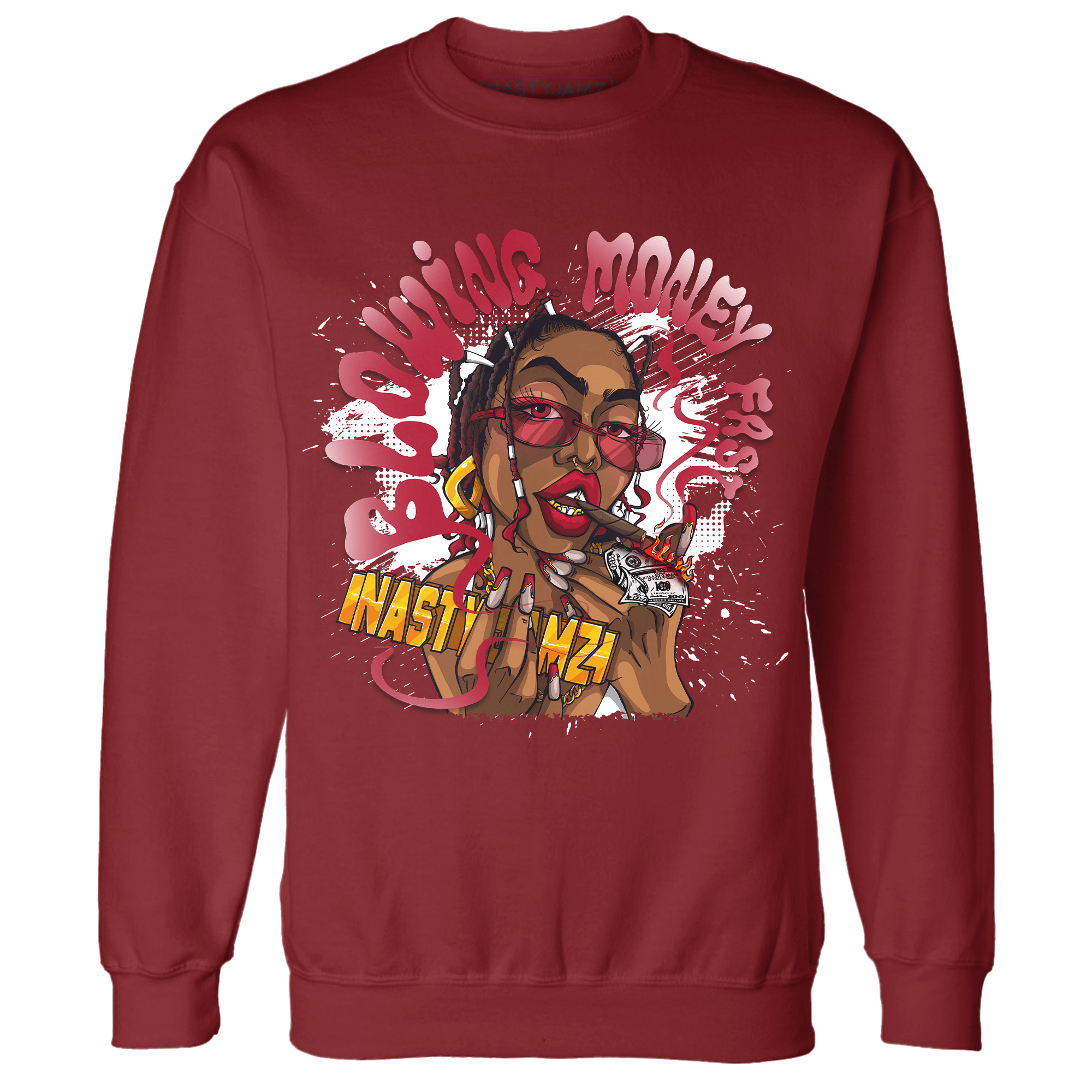 Retro Red Taxi 12s Sweatshirt Match Blowing Money Fast Girl - NastyJamz
