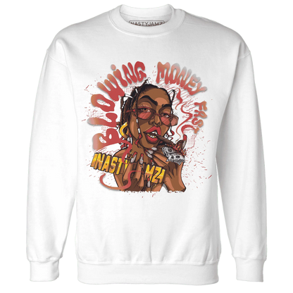 Black-Toe-Reimagined-Red-White-1s-NastyJamz-Sweatshirt-Match-Blowing-Money-Fast-Girl