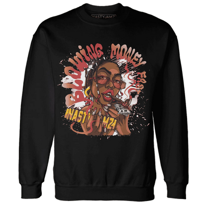 Black-Toe-Reimagined-Red-White-1s-NastyJamz-Sweatshirt-Match-Blowing-Money-Fast-Girl