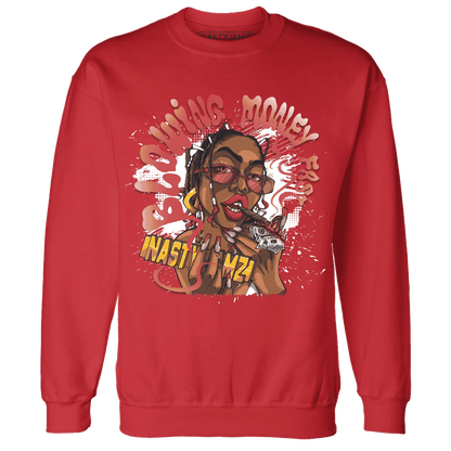 Black-Toe-Reimagined-Red-White-1s-NastyJamz-Sweatshirt-Match-Blowing-Money-Fast-Girl