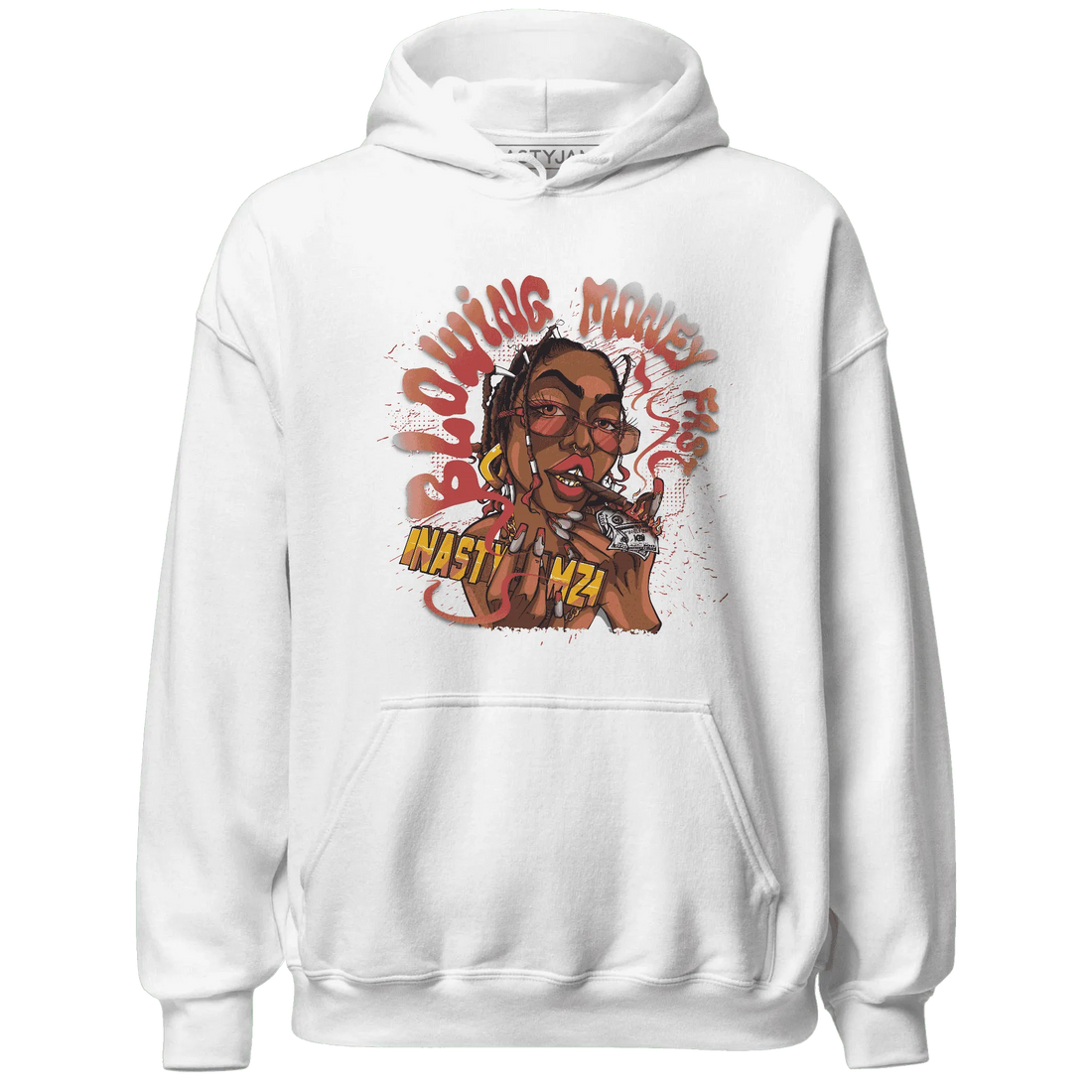 Black-Toe-Reimagined-Red-White-1s-NastyJamz-Hoodie-Match-Blowing-Money-Fast-Girl