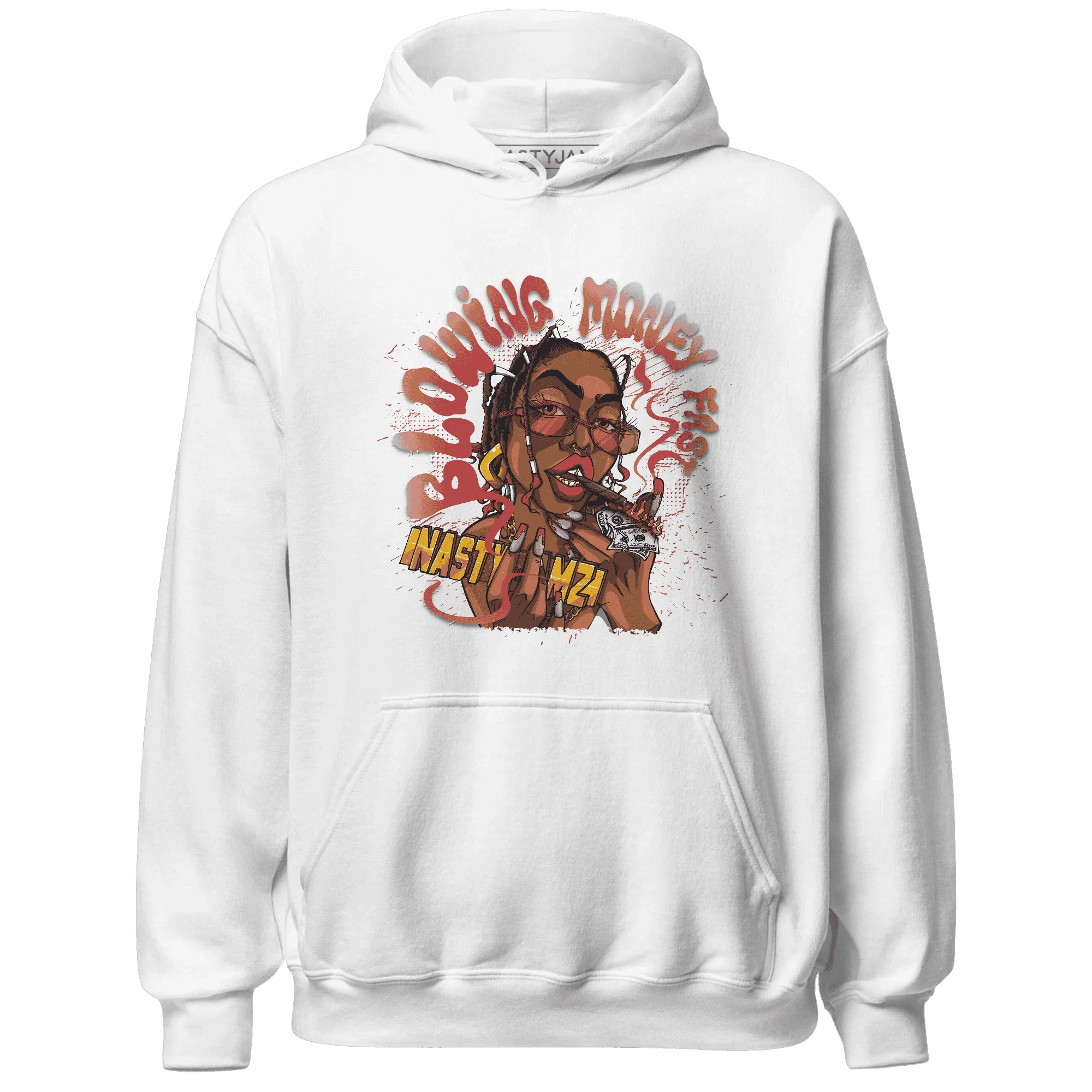Black-Toe-Reimagined-Red-White-1s-NastyJamz-Hoodie-Match-Blowing-Money-Fast-Girl