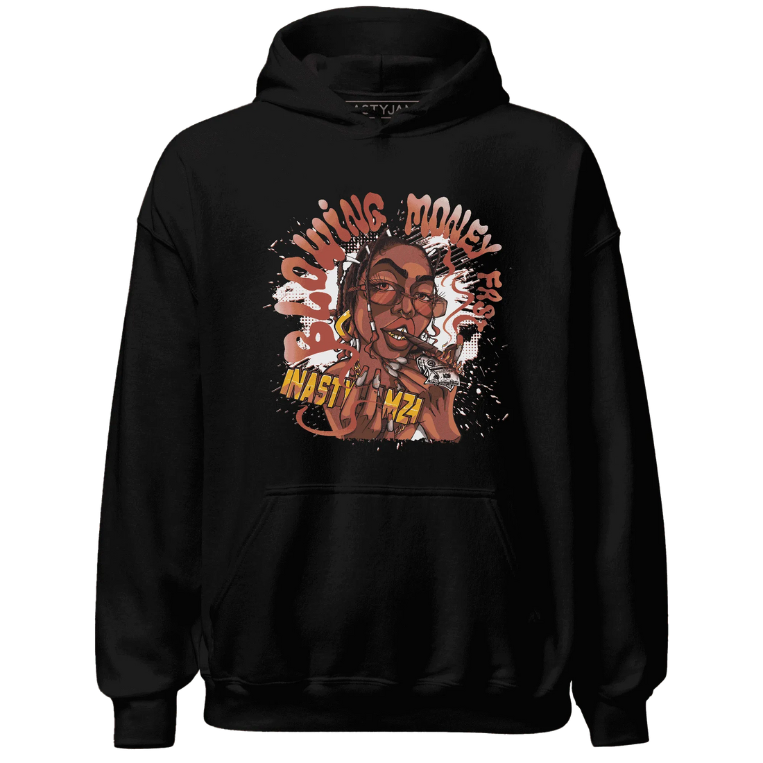 Black-Toe-Reimagined-Red-White-1s-NastyJamz-Hoodie-Match-Blowing-Money-Fast-Girl