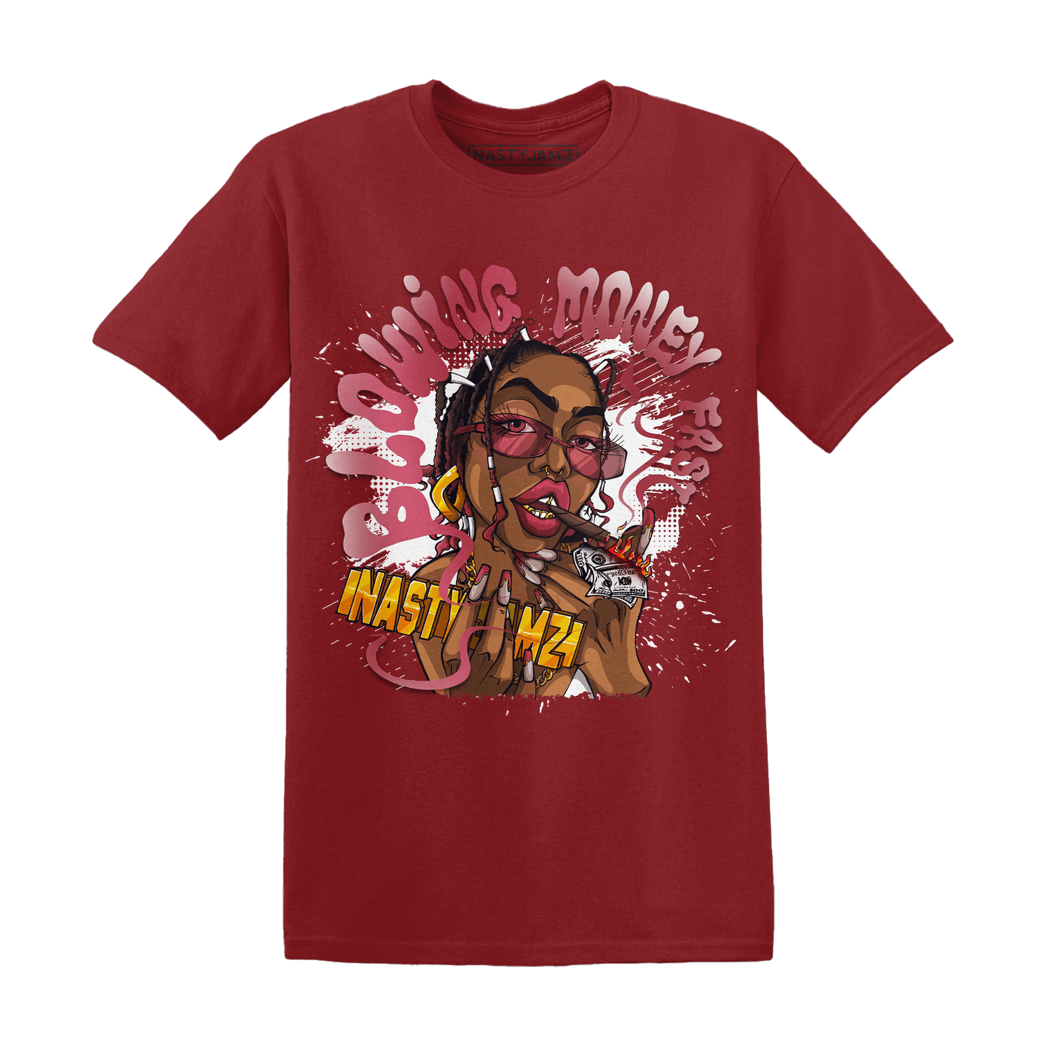 High 85 Metallic Burgundy 1s T Shirt Match Blowing Money Fast Girl - NastyJamz