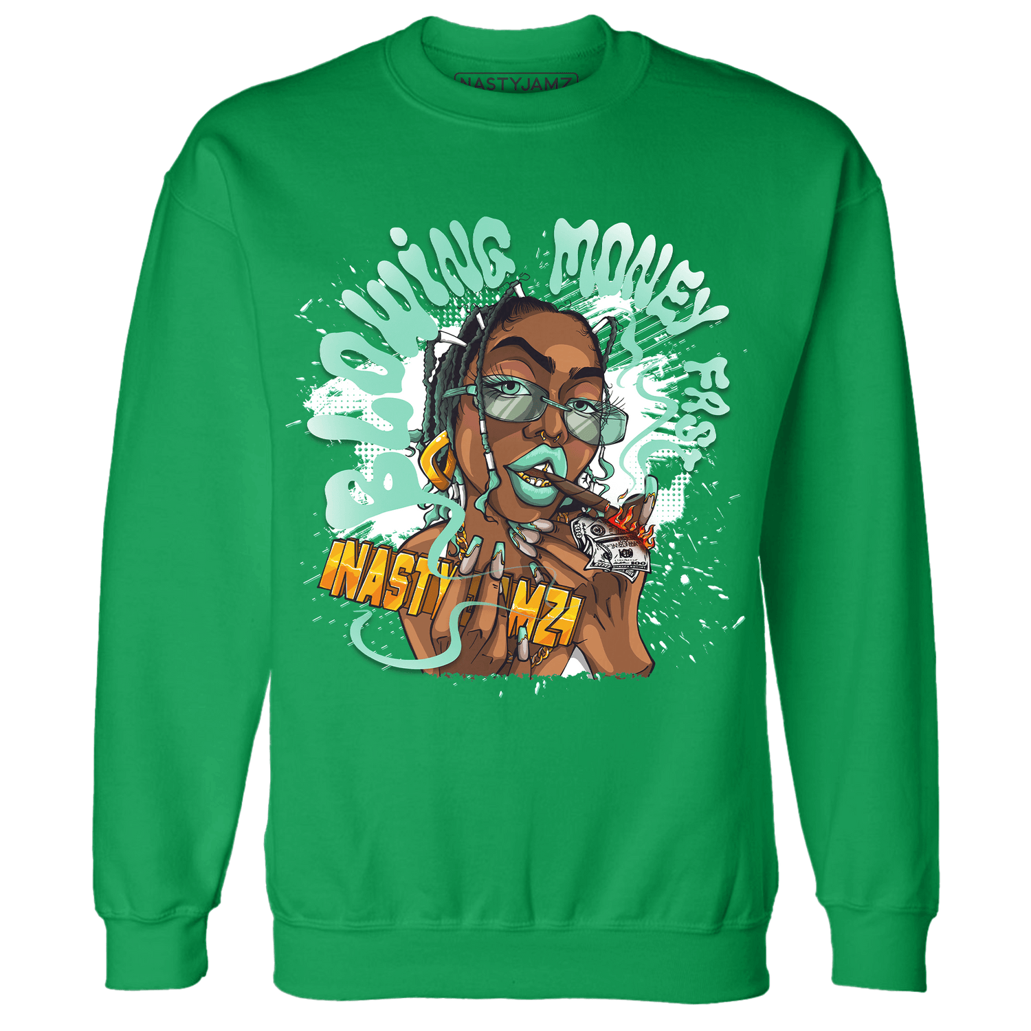 High OG Green Glow 1s Sweatshirt Match Blowing Money Fast Girl - NastyJamz