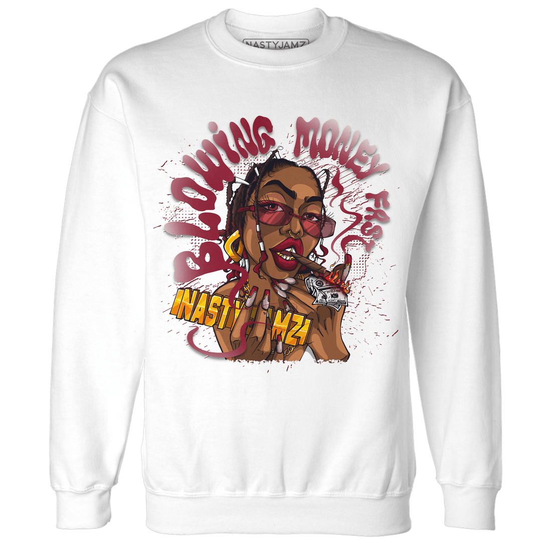 High White Team Red 1s Sweatshirt Match Blowing Money Fast Girl - NastyJamz
