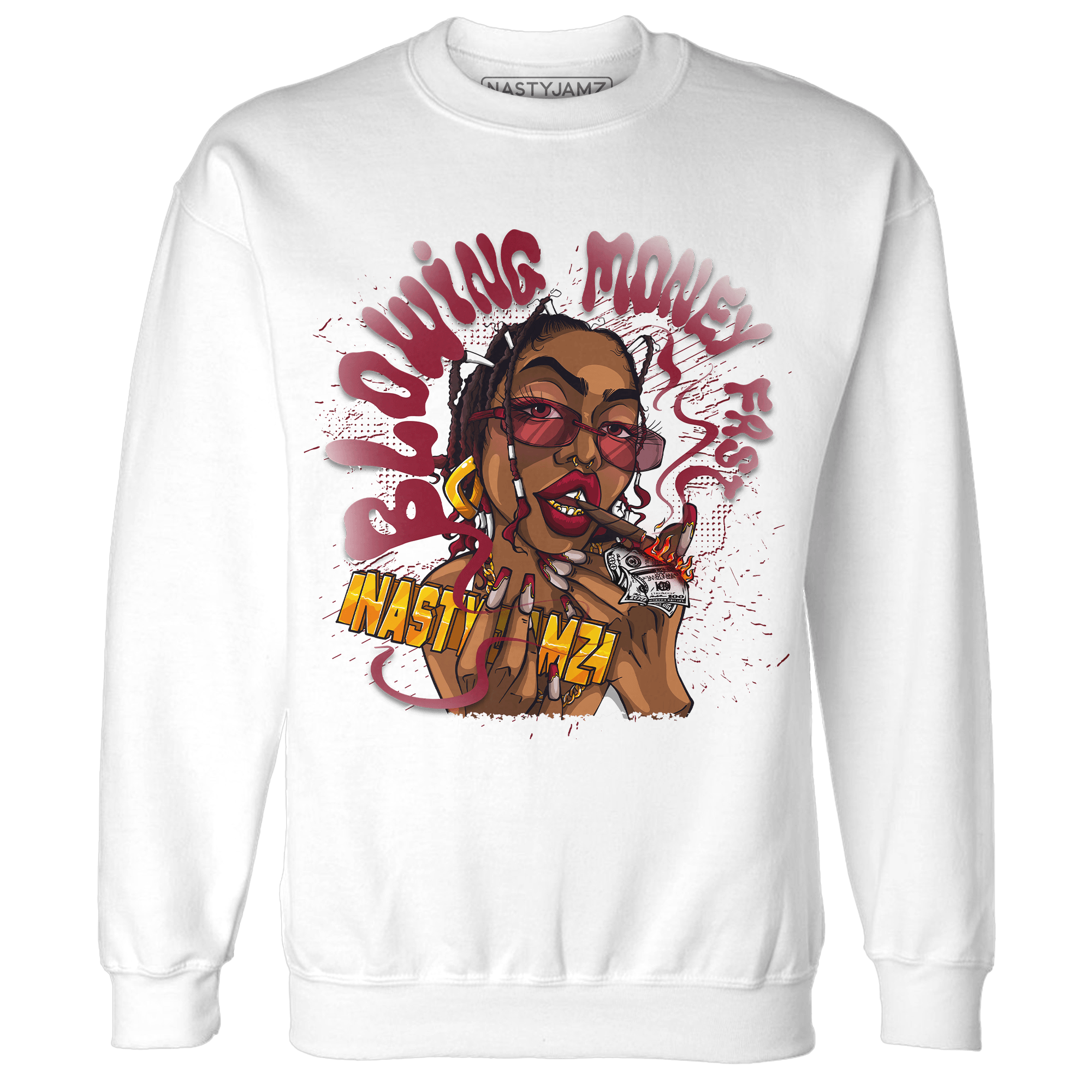 High White Team Red 1s Sweatshirt Match Blowing Money Fast Girl - NastyJamz