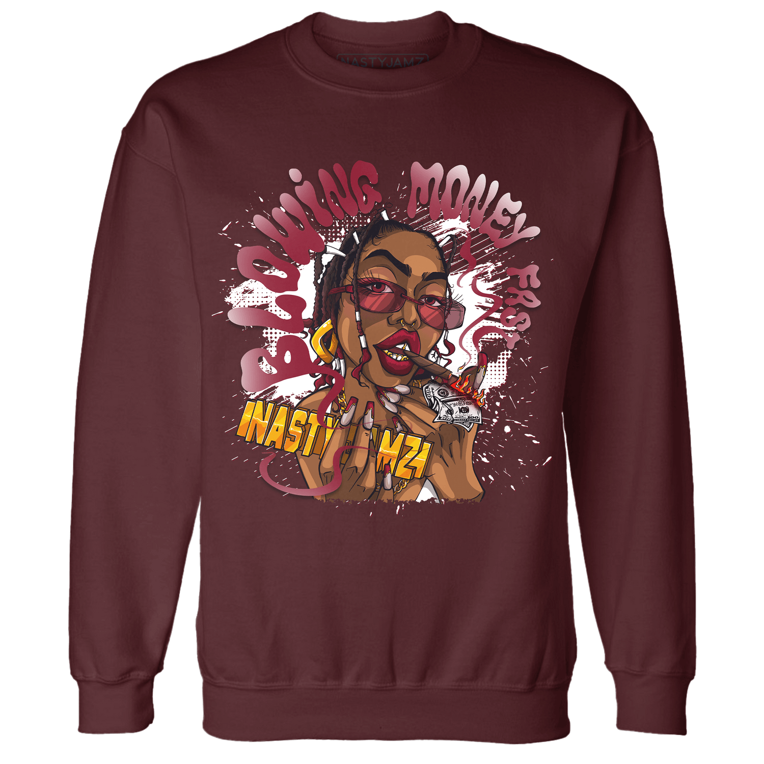 High White Team Red 1s Sweatshirt Match Blowing Money Fast Girl - NastyJamz