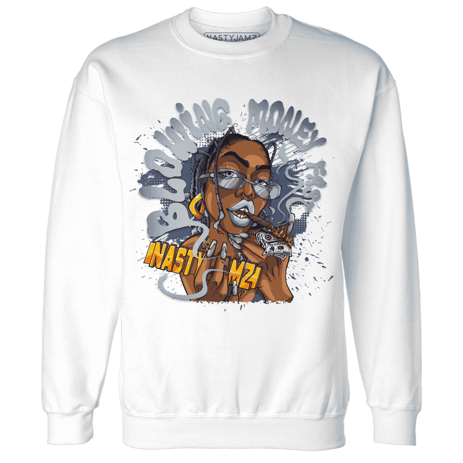 Mid Diffused Blue Grey 1s Sweatshirt Match Blowing Money Fast Girl - NastyJamz
