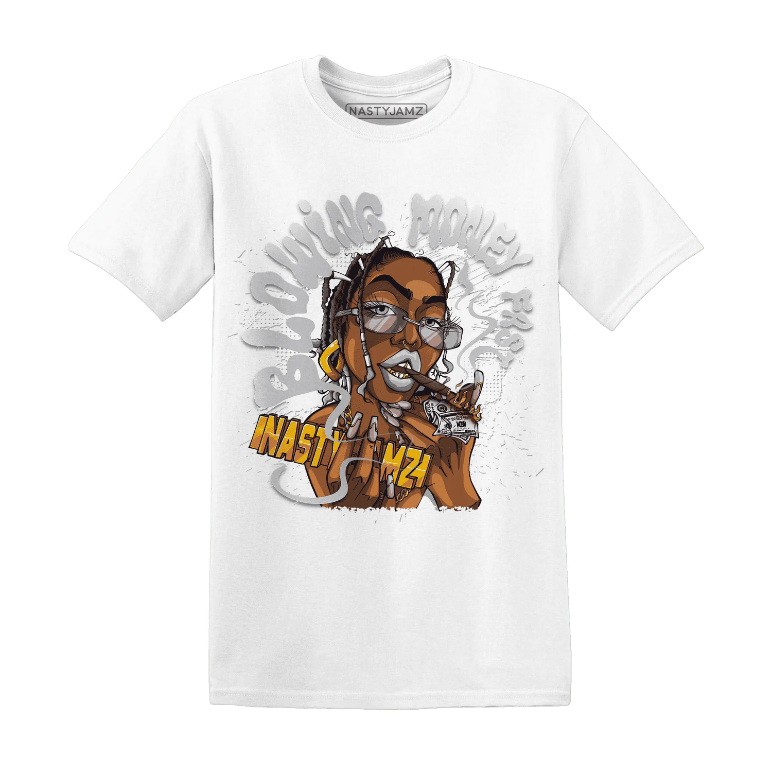 Wolf-Grey-1s-T-Shirt-Match-Blowing-Money-Fast-Girl