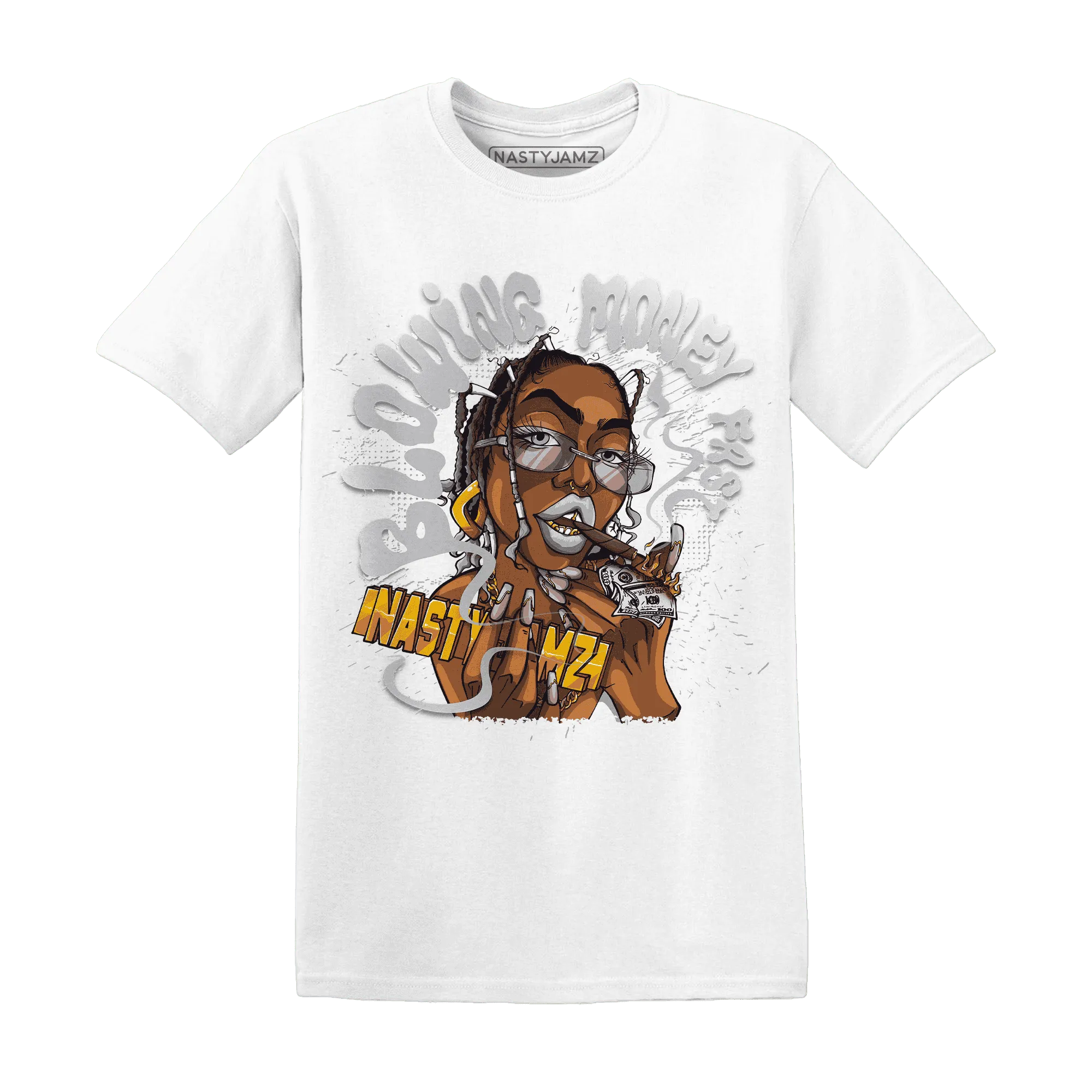 Wolf-Grey-1s-T-Shirt-Match-Blowing-Money-Fast-Girl