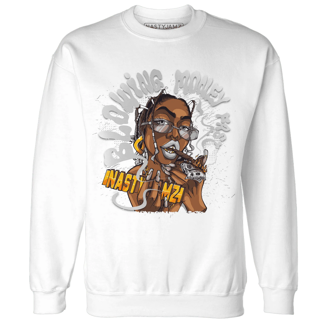Wolf-Grey-1s-Sweatshirt-Match-Blowing-Money-Fast-Girl