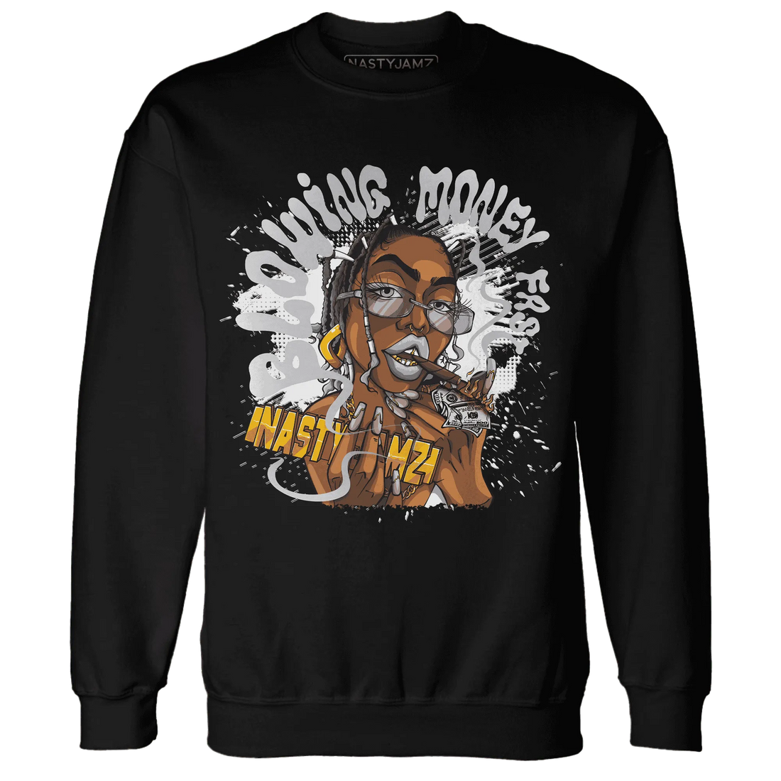 Wolf-Grey-1s-Sweatshirt-Match-Blowing-Money-Fast-Girl