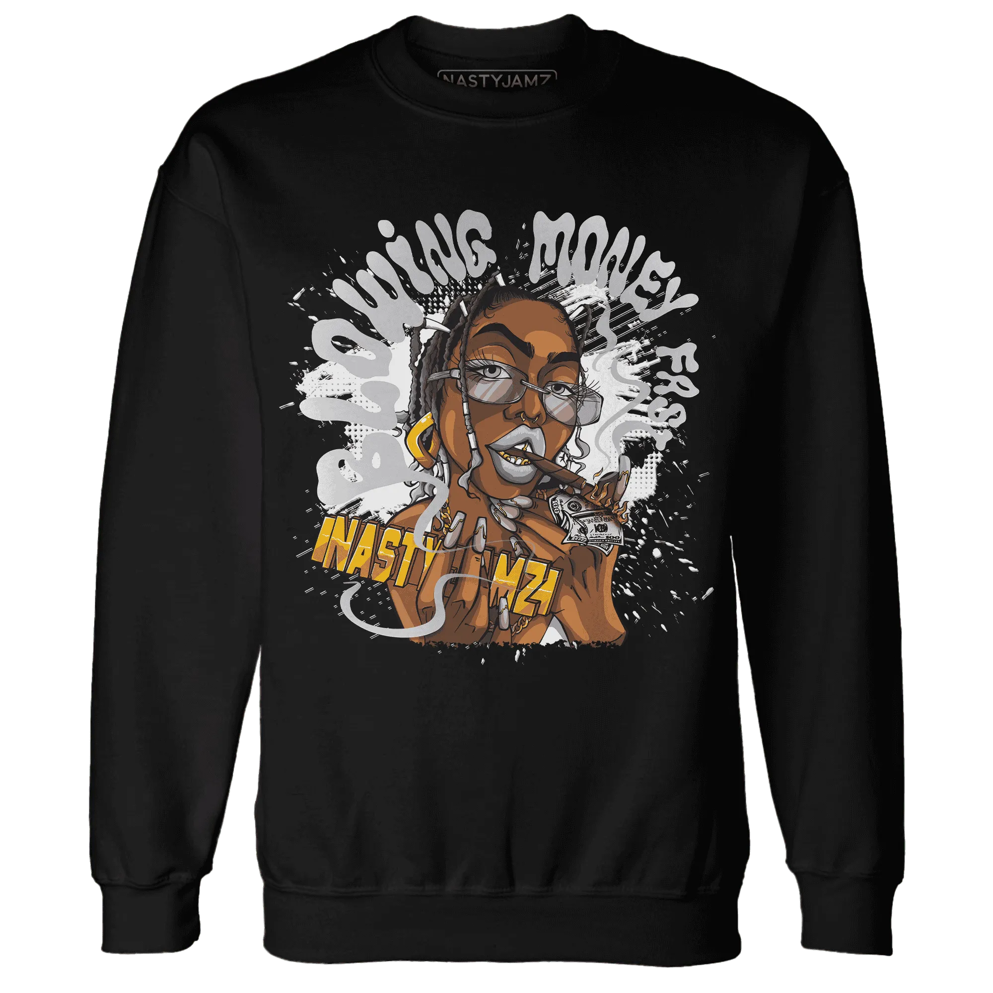 Wolf-Grey-1s-Sweatshirt-Match-Blowing-Money-Fast-Girl