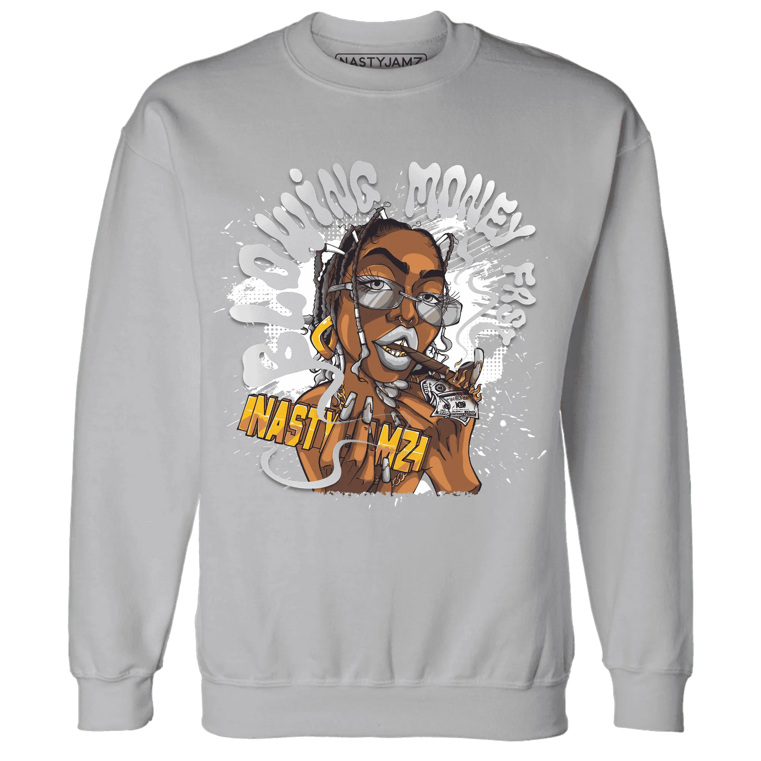 Wolf-Grey-1s-Sweatshirt-Match-Blowing-Money-Fast-Girl