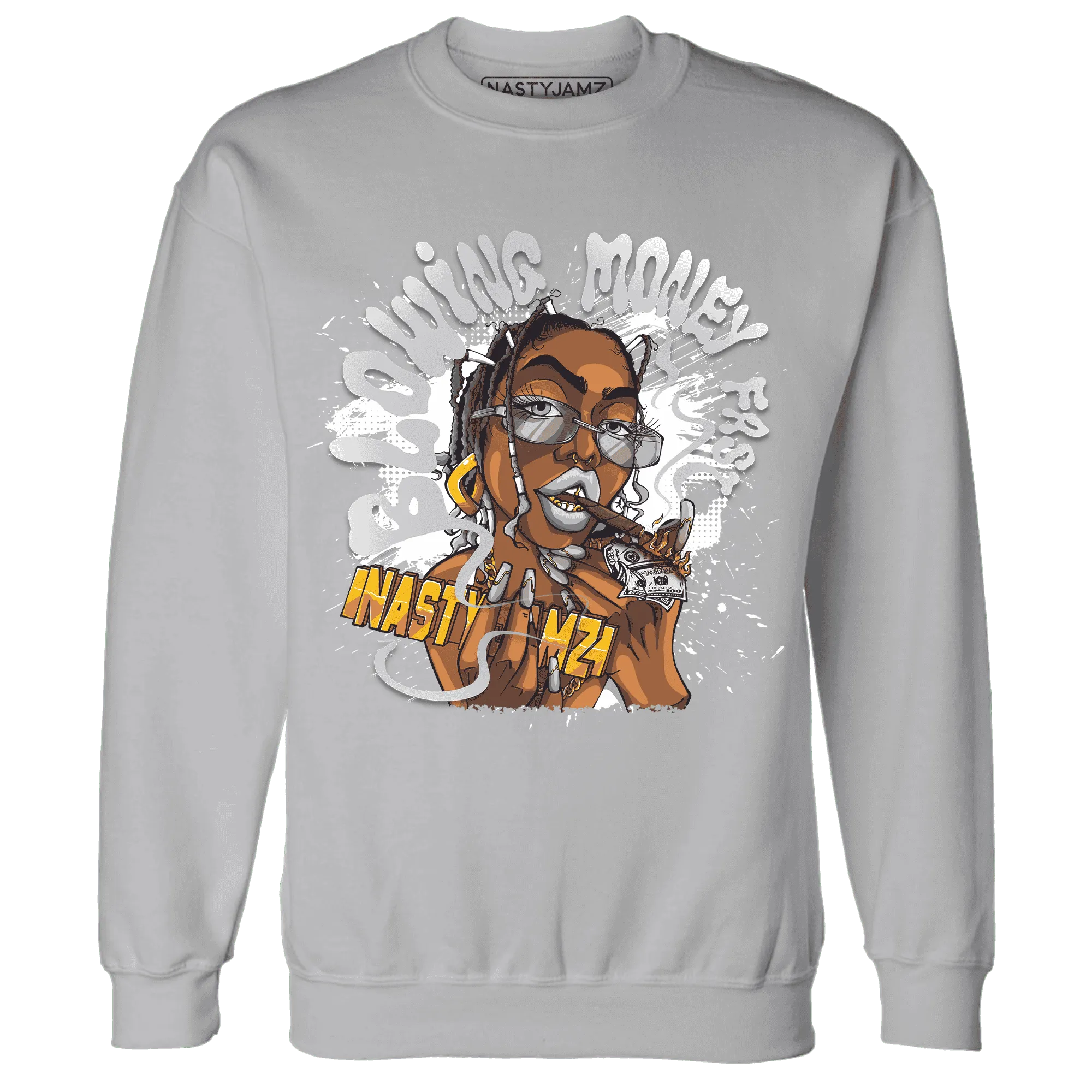 Wolf-Grey-1s-Sweatshirt-Match-Blowing-Money-Fast-Girl