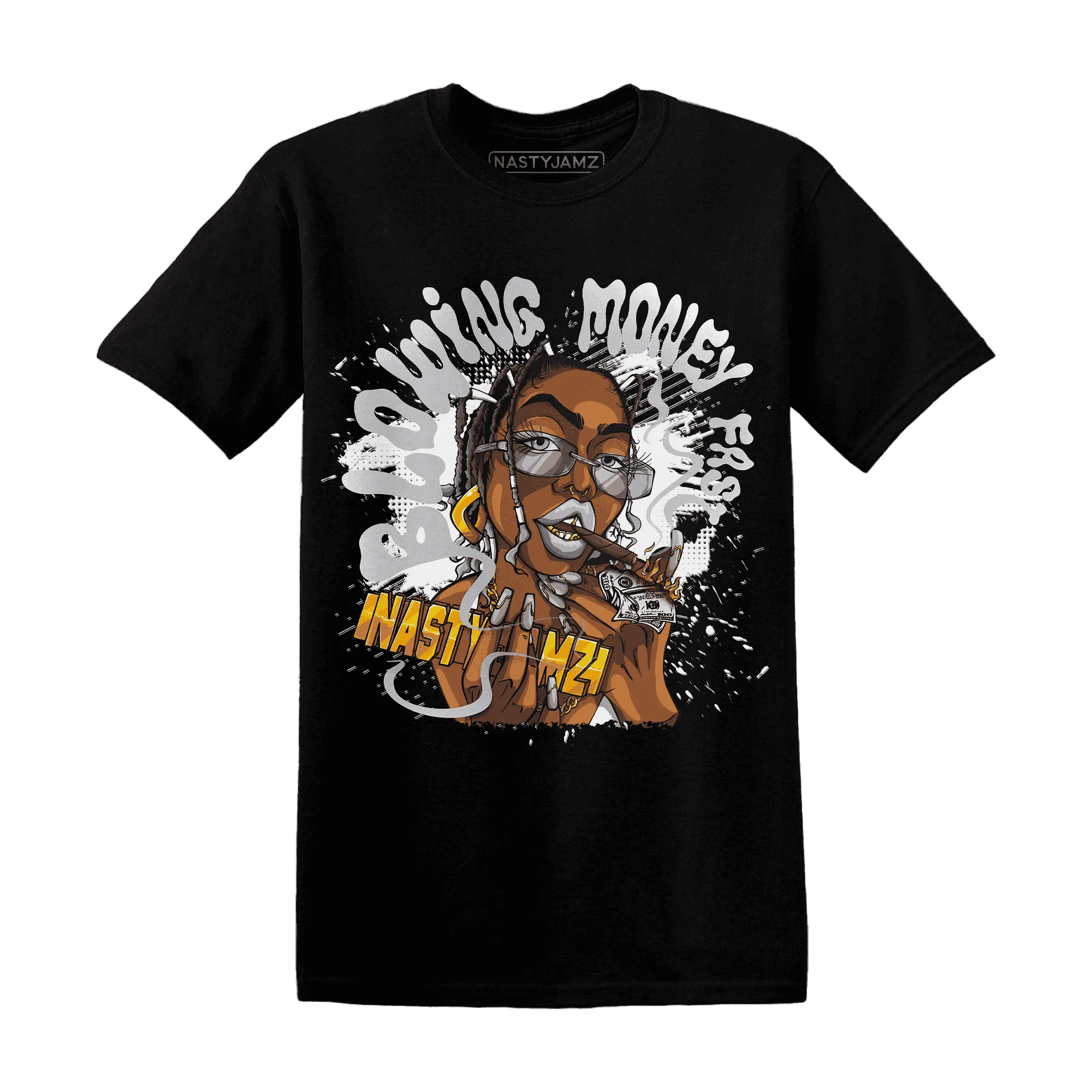 Wolf-Grey-1s-T-Shirt-Match-Blowing-Money-Fast-Girl