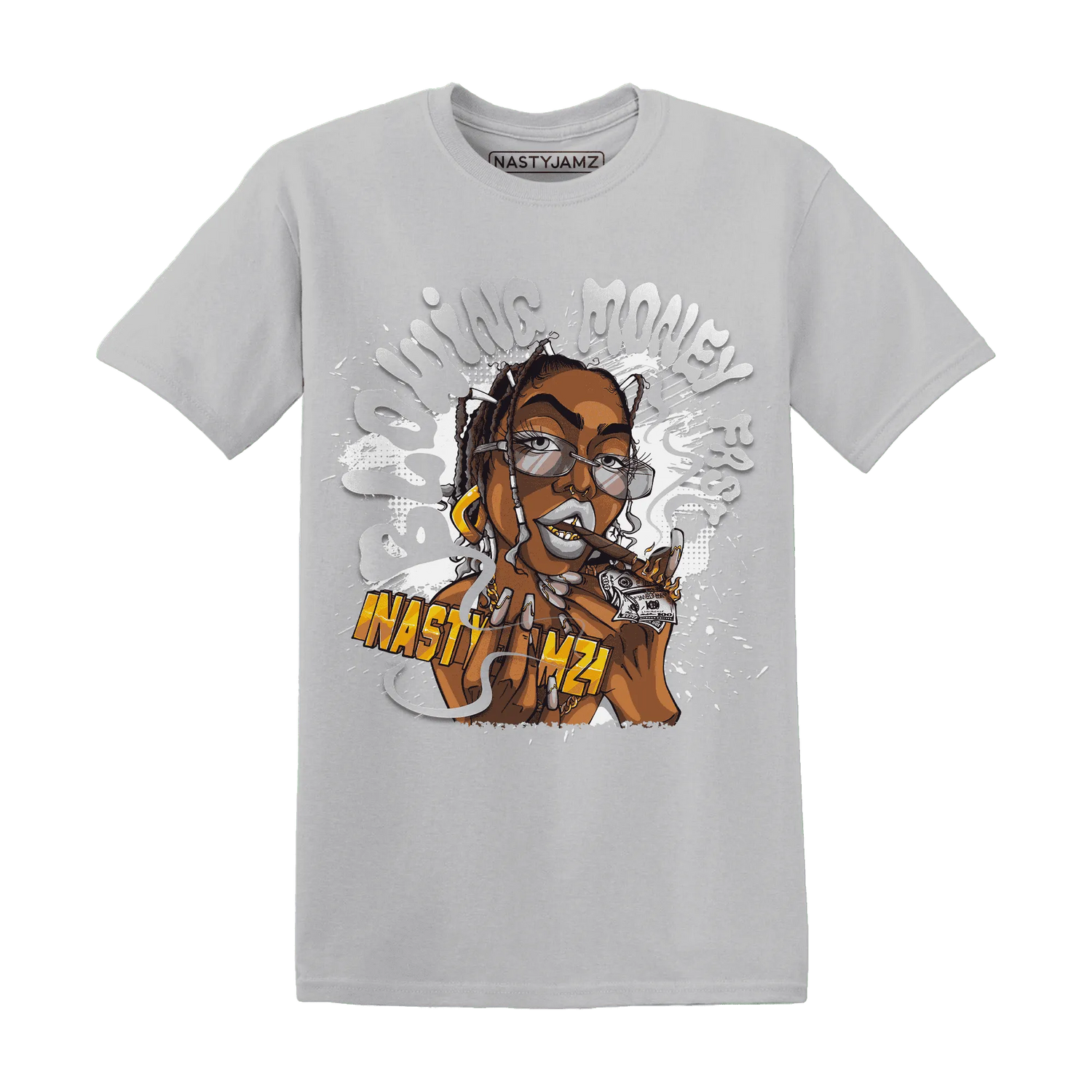 Wolf-Grey-1s-T-Shirt-Match-Blowing-Money-Fast-Girl