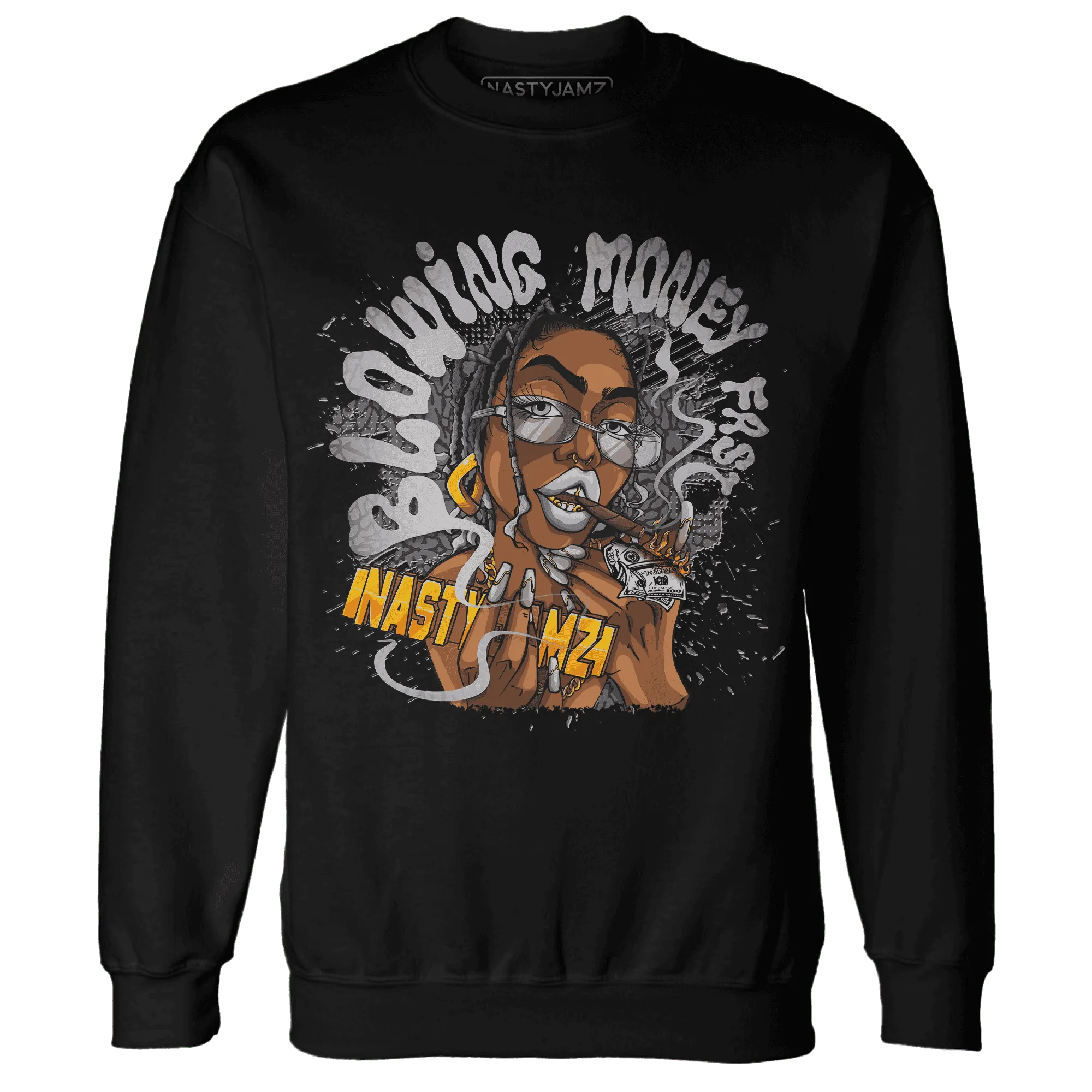 Cement-Grey-3s-Sweatshirt-Match-Blowing-Money-Fast-Girl