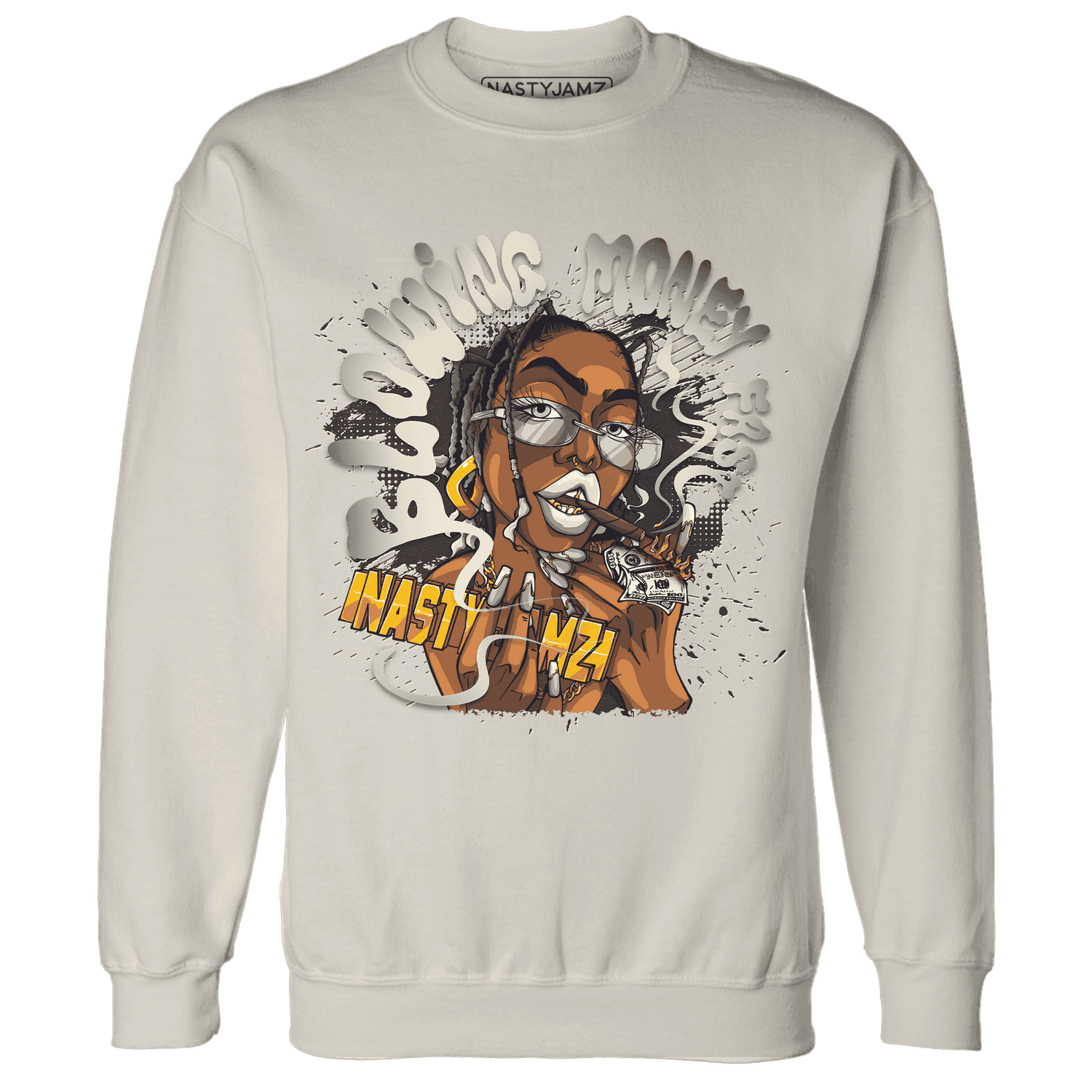 Quaiii 54 3s Sweatshirt Match Blowing Money Fast Girl - NastyJamz