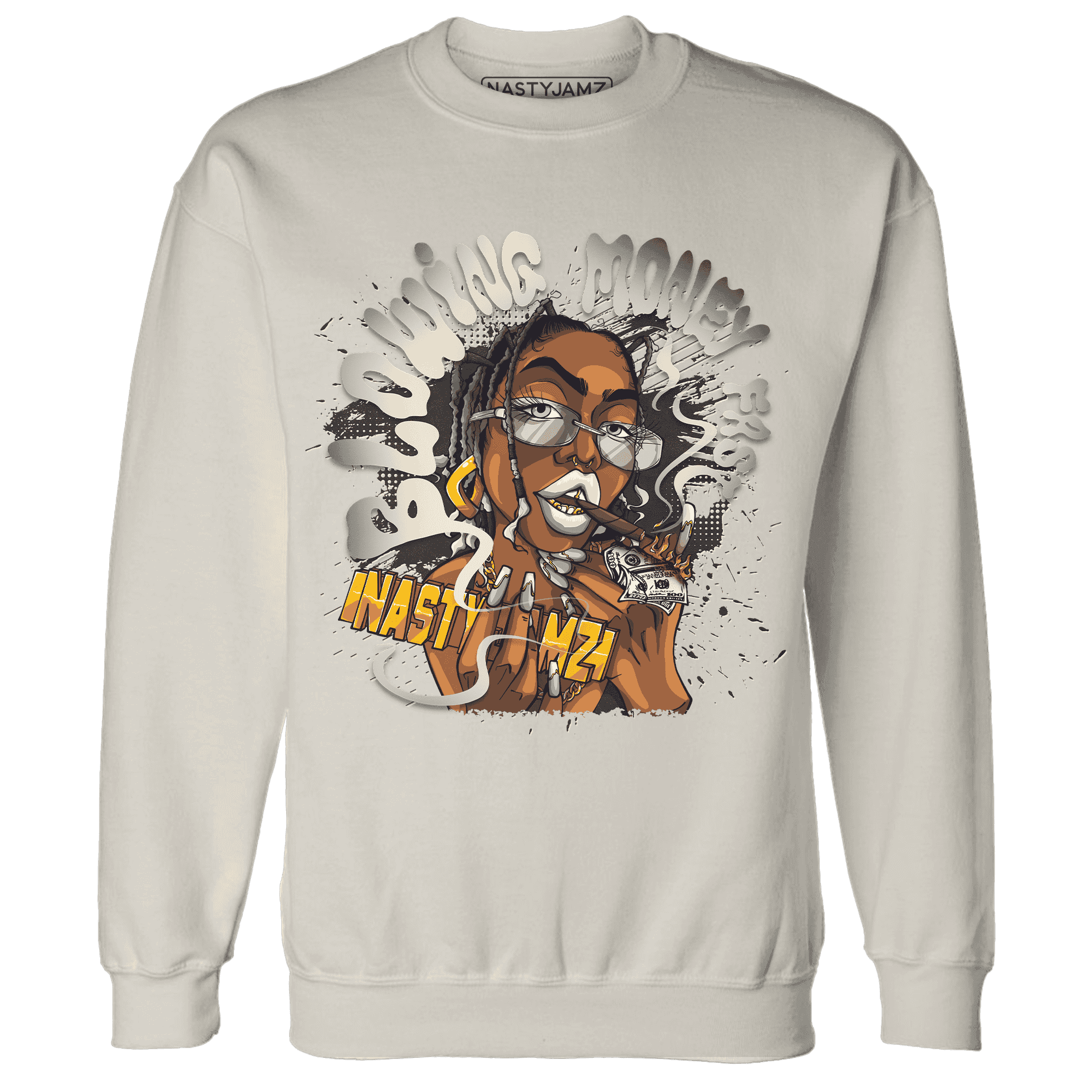 Quaiii 54 3s Sweatshirt Match Blowing Money Fast Girl - NastyJamz