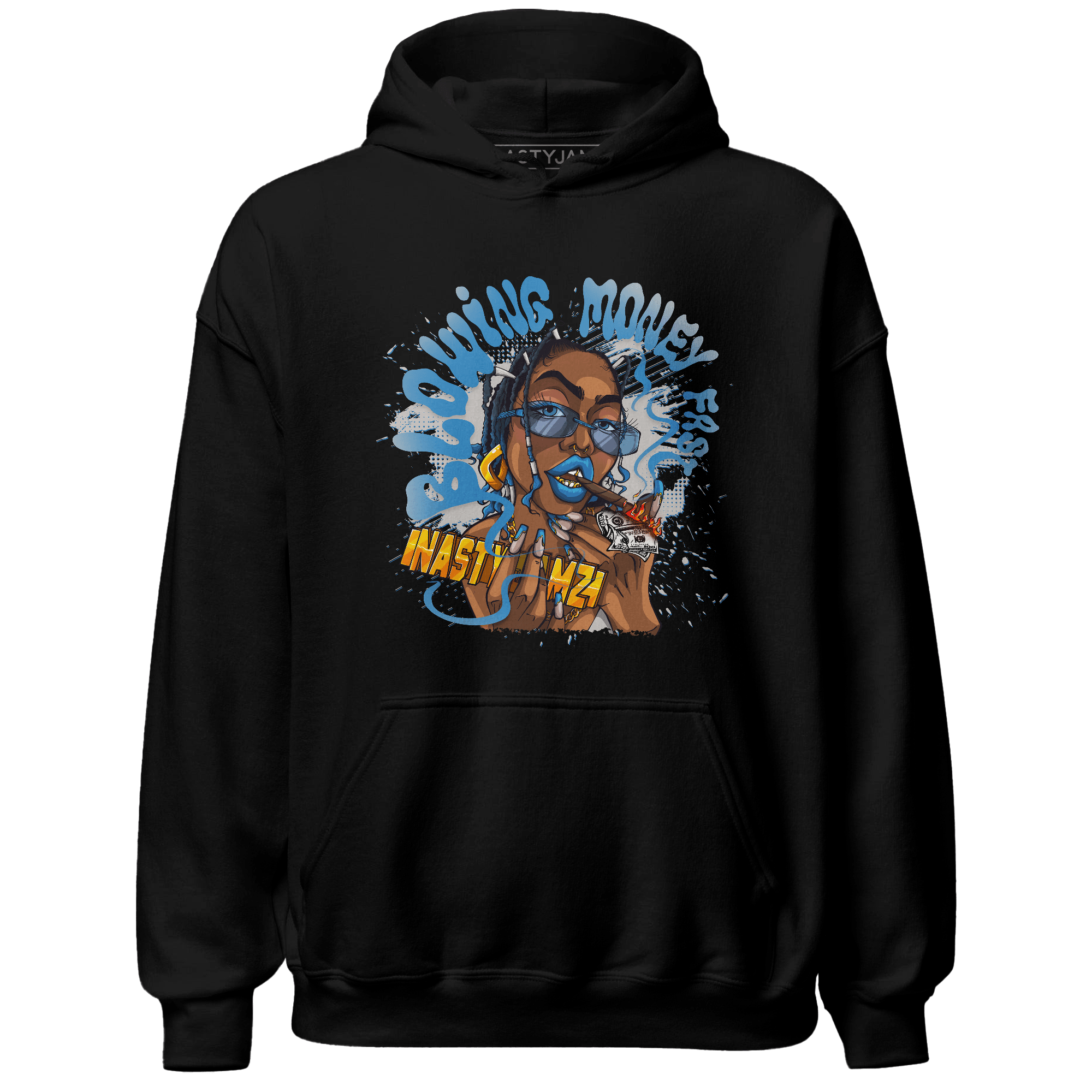 Industrial Blue 4s Hoodie Match Blowing Money Fast Girl - NastyJamz