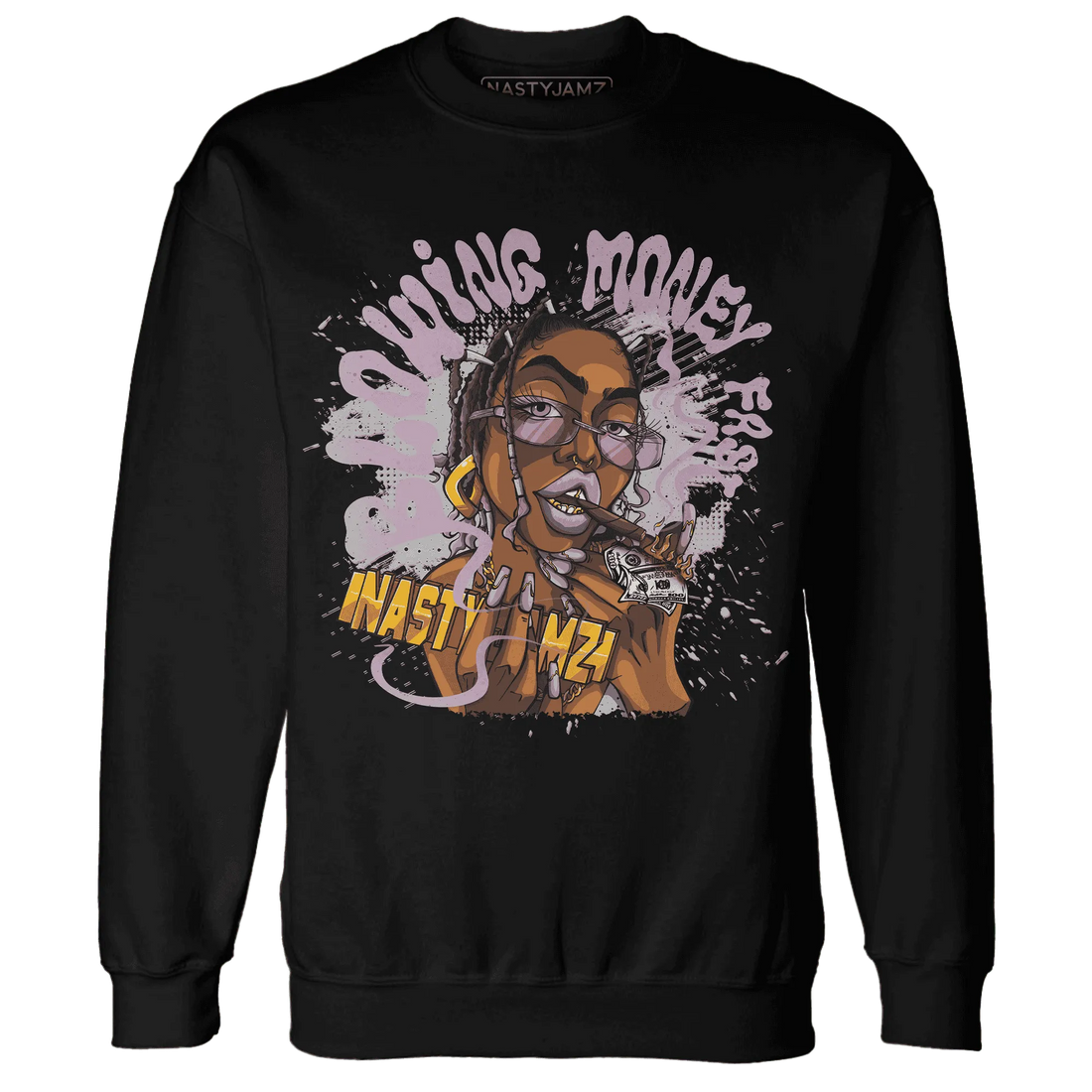 Orchid-Neutral-Grey-Black-White-4s-NastyJamz-Sweatshirt-Match-Blowing-Money-Fast-Girl