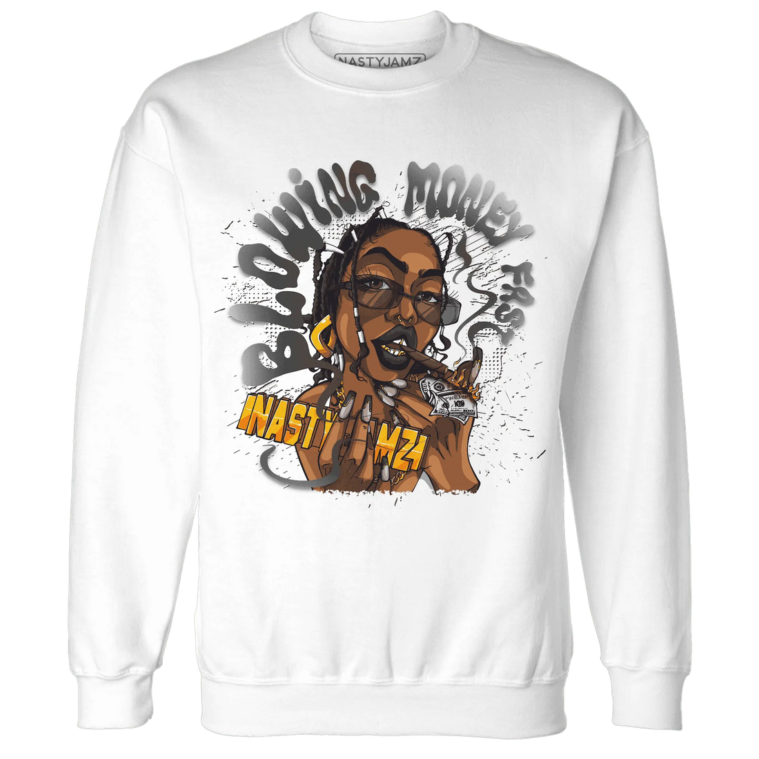 White-Thunder-4s-Sweatshirt-Match-Blowing-Money-Fast-Girl