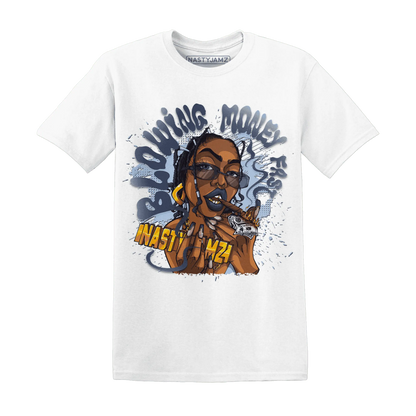 White-Navy-6s-T-Shirt-Match-Blowing-Money-Fast-Girl