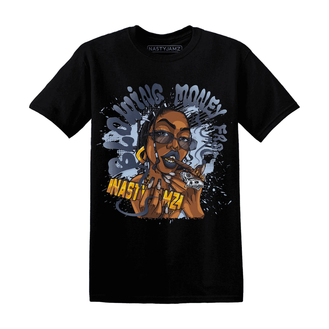 White-Navy-6s-T-Shirt-Match-Blowing-Money-Fast-Girl