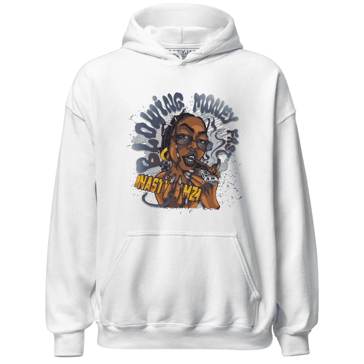 White-Navy-6s-Hoodie-Match-Blowing-Money-Fast-Girl