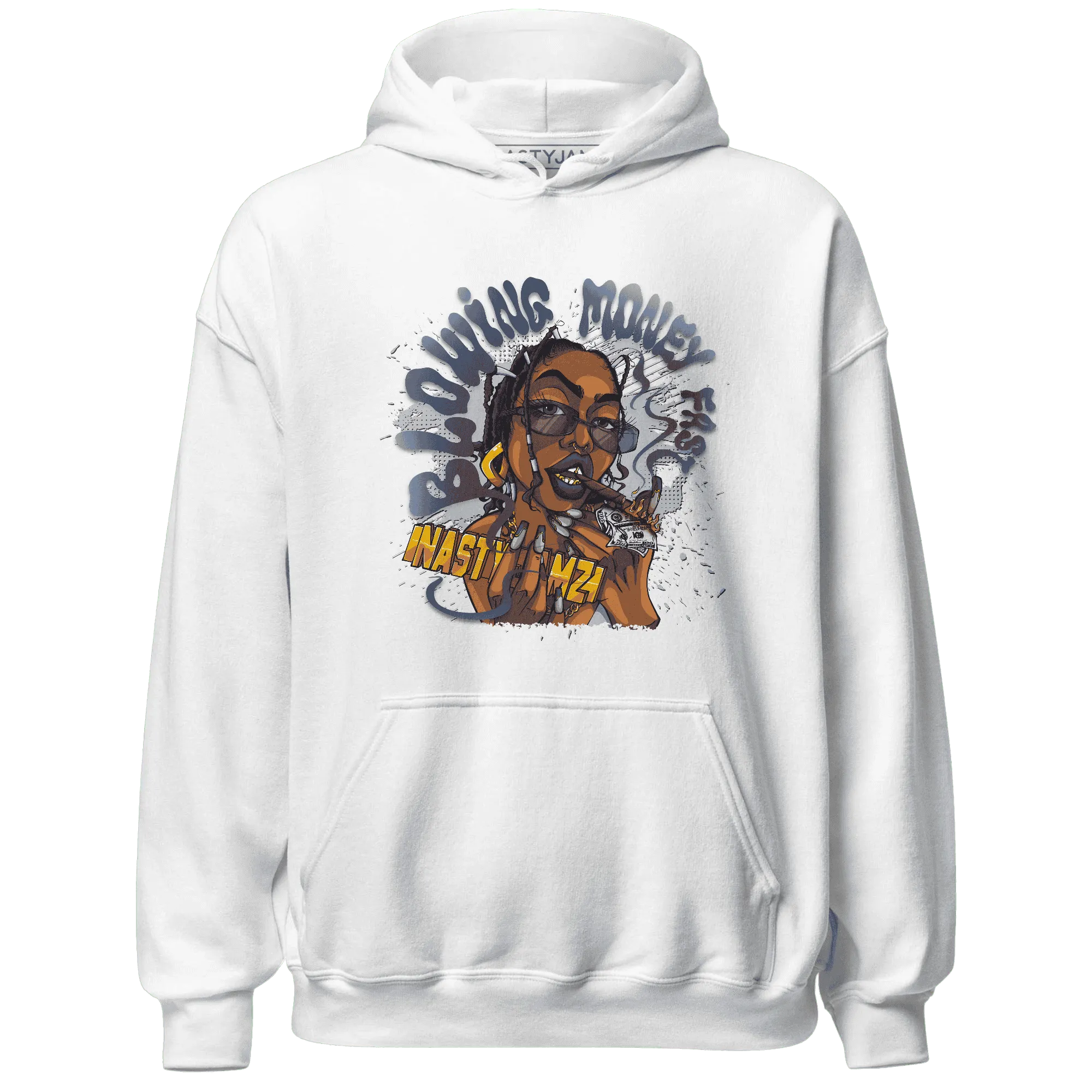White-Navy-6s-Hoodie-Match-Blowing-Money-Fast-Girl