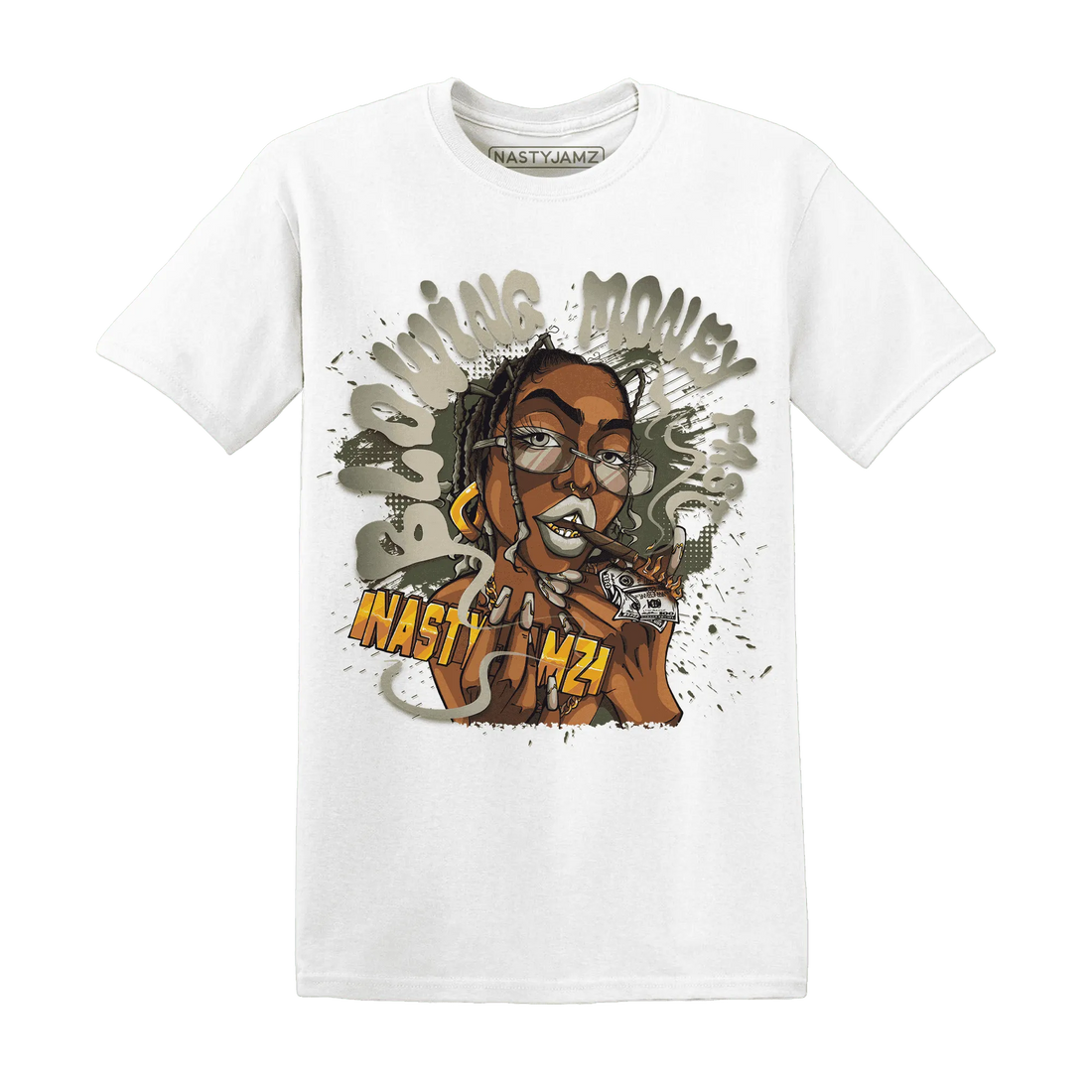 AM-1-Essential-Premium-NastyJamz-T-Shirt-Match-Blowing-Money-Fast-Girl