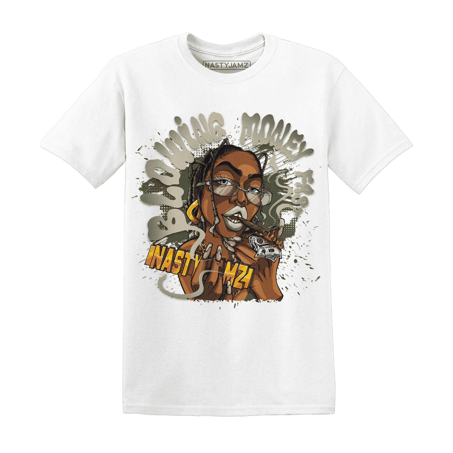 AM-1-Essential-Premium-NastyJamz-T-Shirt-Match-Blowing-Money-Fast-Girl