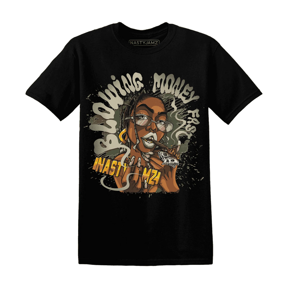 AM-1-Essential-Premium-NastyJamz-T-Shirt-Match-Blowing-Money-Fast-Girl