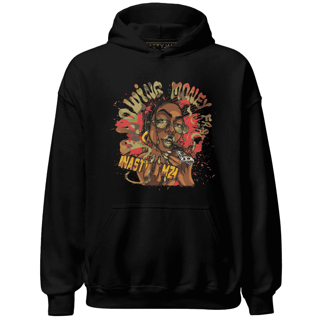 AM-90-Dark-Sage-Solar-Red-NastyJamz-Hoodie-Match-Blowing-Money-Fast-Girl
