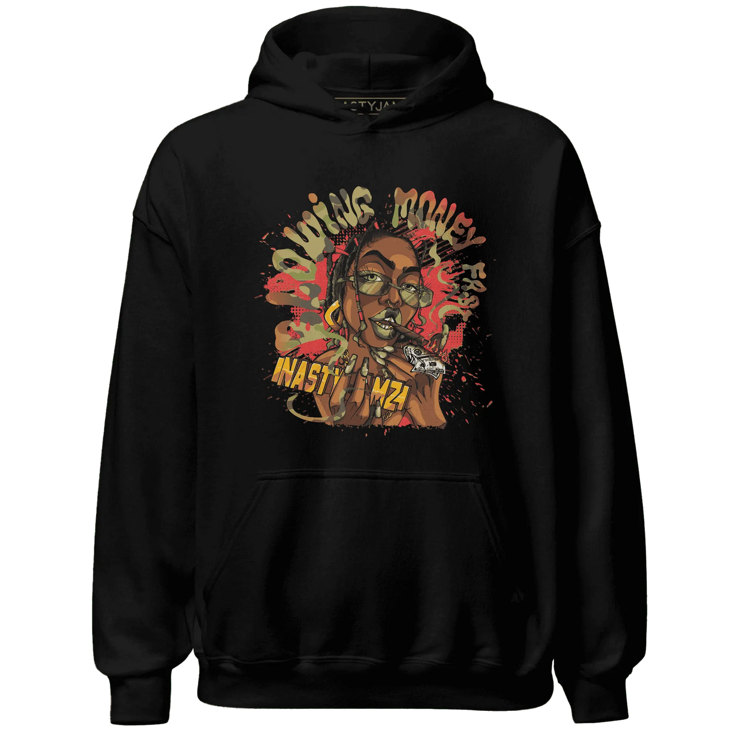 AM-90-Dark-Sage-Solar-Red-NastyJamz-Hoodie-Match-Blowing-Money-Fast-Girl