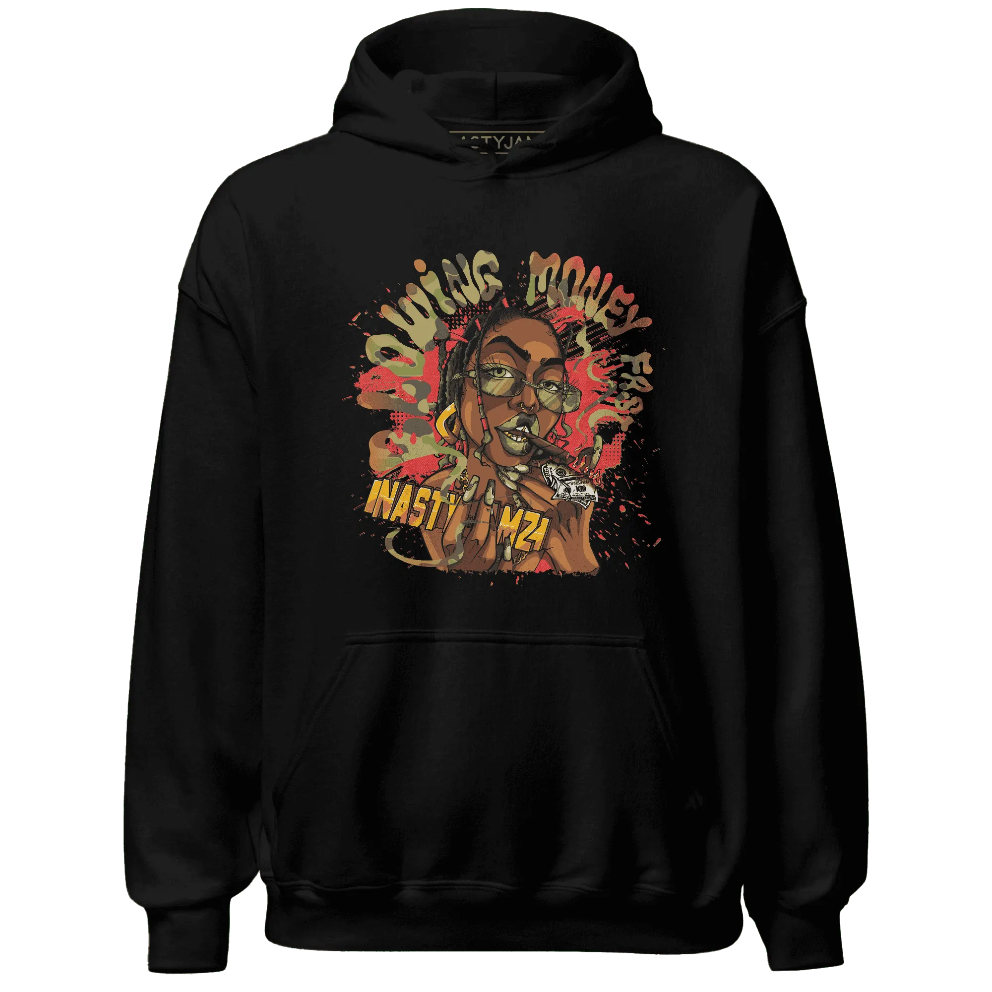 AM-90-Dark-Sage-Solar-Red-NastyJamz-Hoodie-Match-Blowing-Money-Fast-Girl