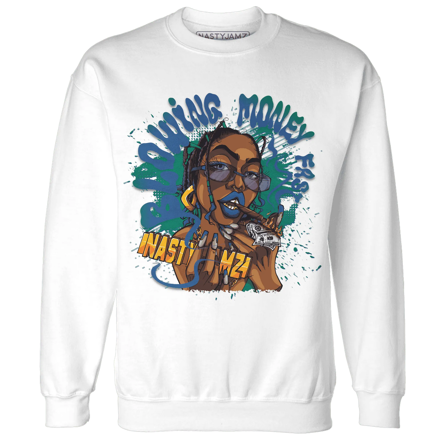 Dunk-Hyper-Royal-Malachite-NastyJamz-Sweatshirt-Match-Blowing-Money-Fast-Girl