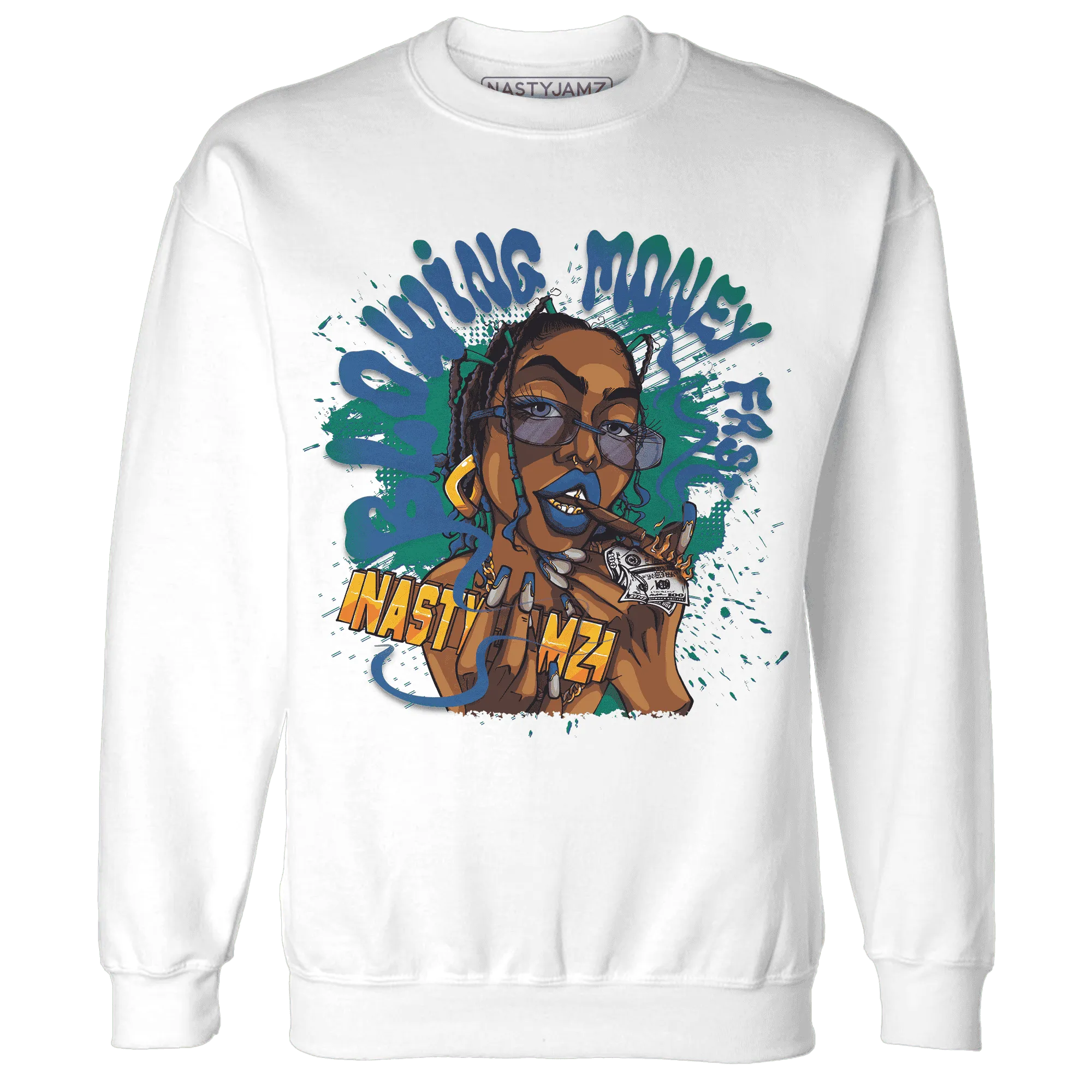Dunk-Hyper-Royal-Malachite-NastyJamz-Sweatshirt-Match-Blowing-Money-Fast-Girl